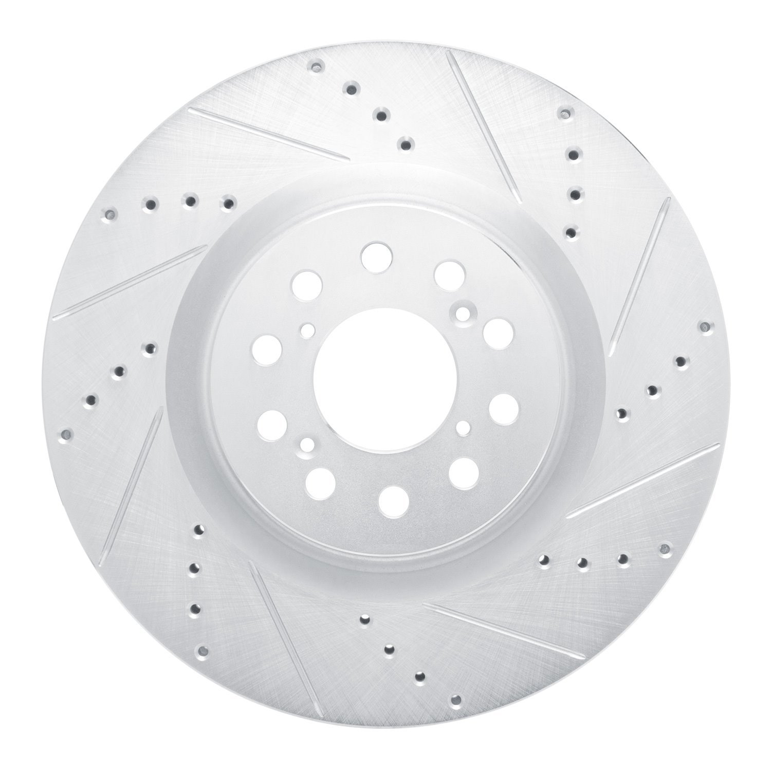 E-Line Drilled & Slotted Silver Brake Rotor, 2017-2021 Acura/Honda, Position: Front Right