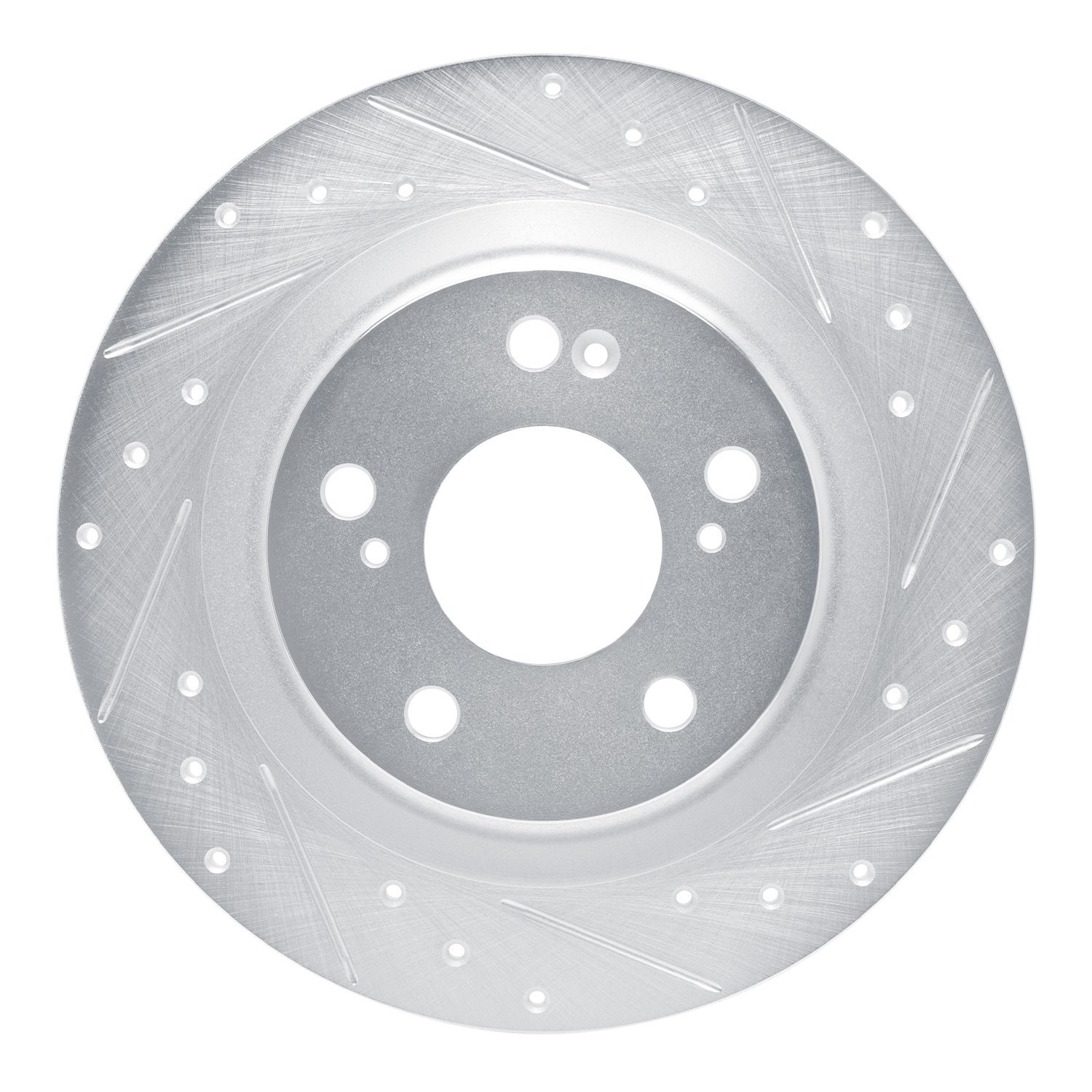 E-Line Drilled & Slotted Silver Brake Rotor, 2017-2021 Acura/Honda, Position: Rear Right