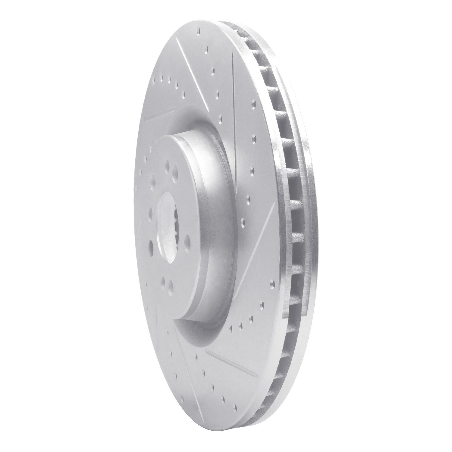 E-Line Drilled & Slotted Silver Brake Rotor, 2007-2009 Mercedes-Benz, Position: Front Right