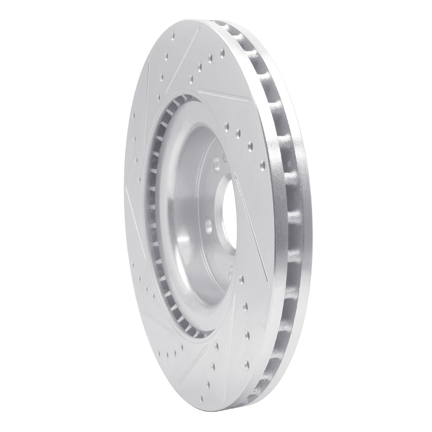 E-Line Drilled & Slotted Silver Brake Rotor, 2013-2019 Mercedes-Benz, Position: Front Right