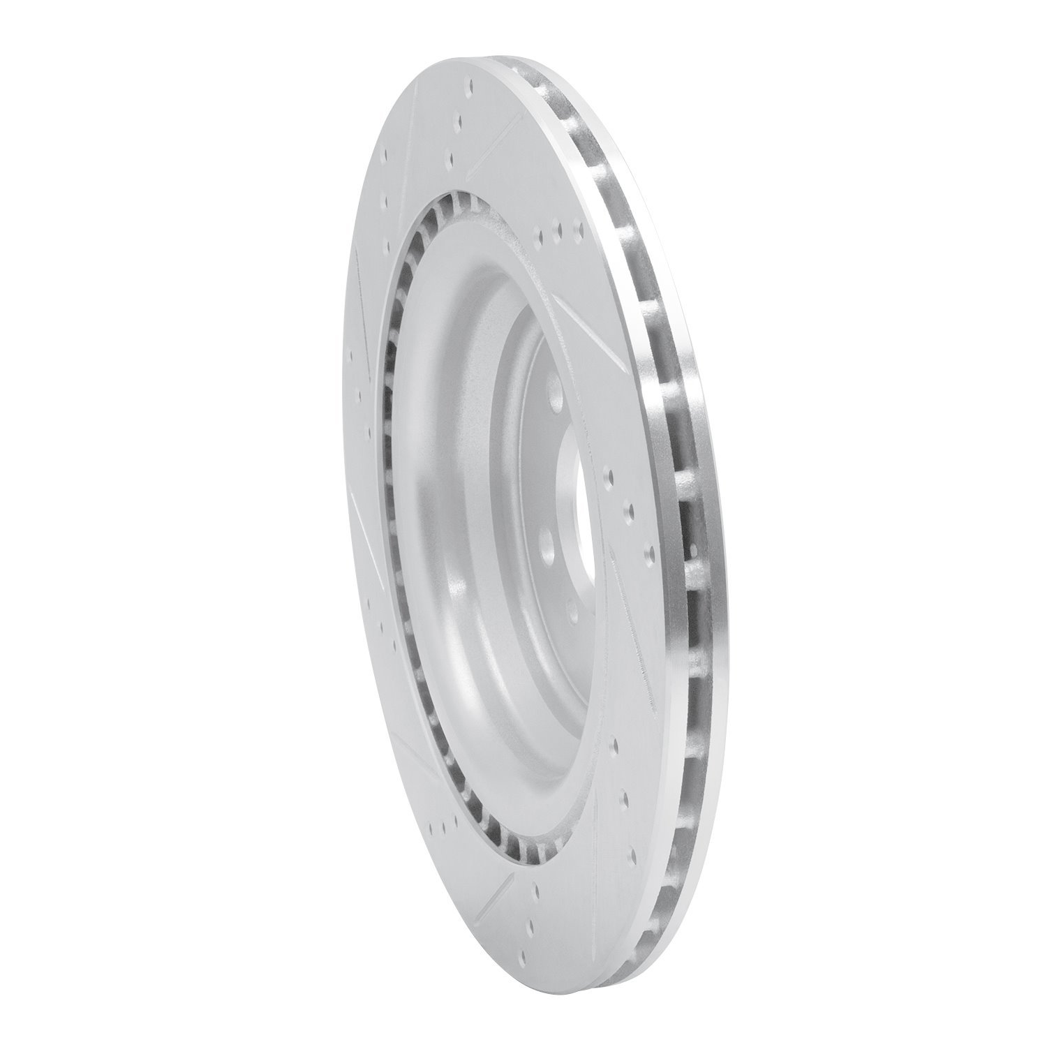E-Line Drilled & Slotted Silver Brake Rotor, 2013-2019 Mercedes-Benz, Position: Rear Right