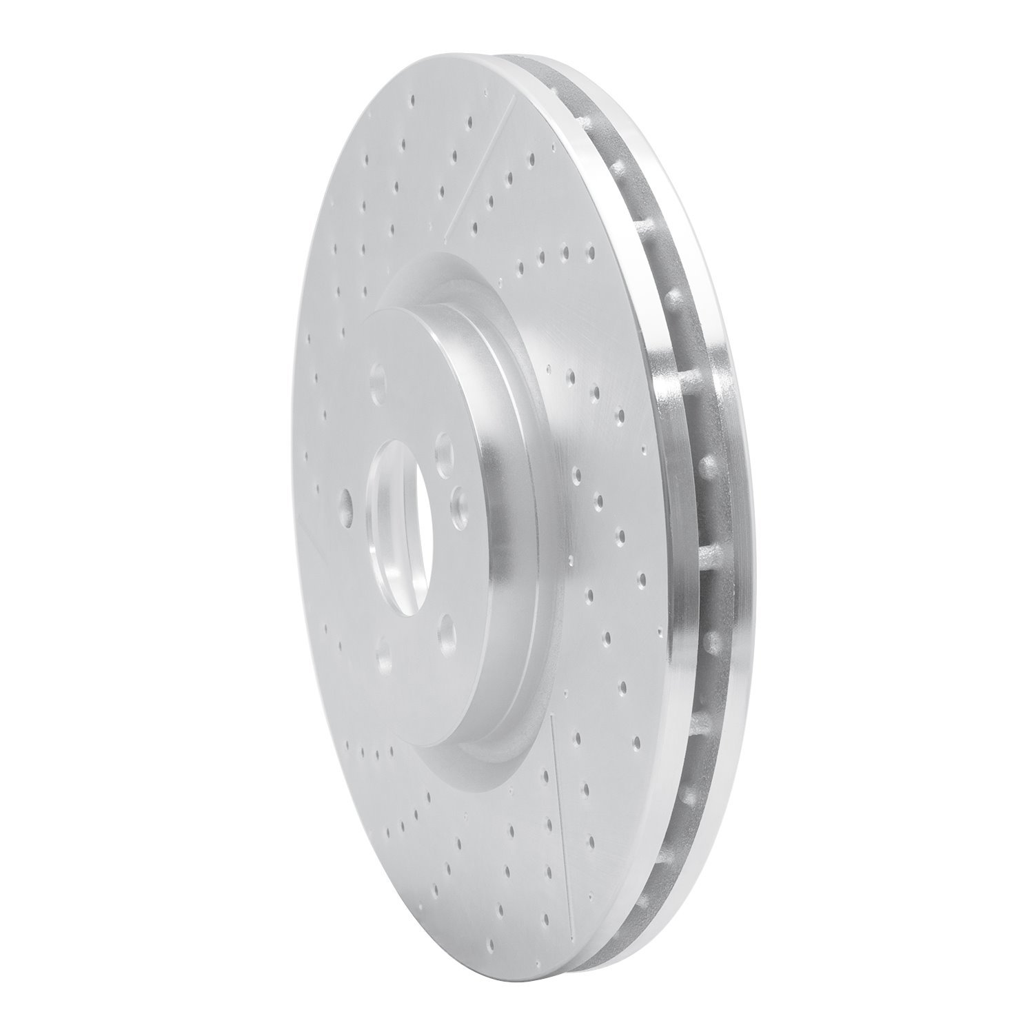 E-Line Drilled & Slotted Silver Brake Rotor, 2014-2019 Mercedes-Benz, Position: Front
