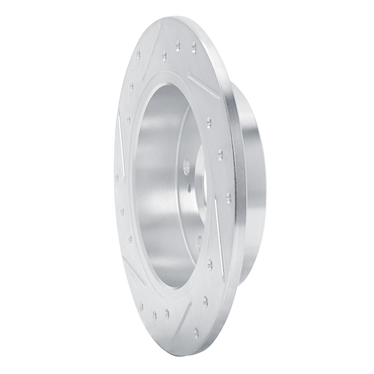 E-Line Drilled & Slotted Silver Brake Rotor, 1994-1998 Infiniti/Nissan, Position: Rear Right