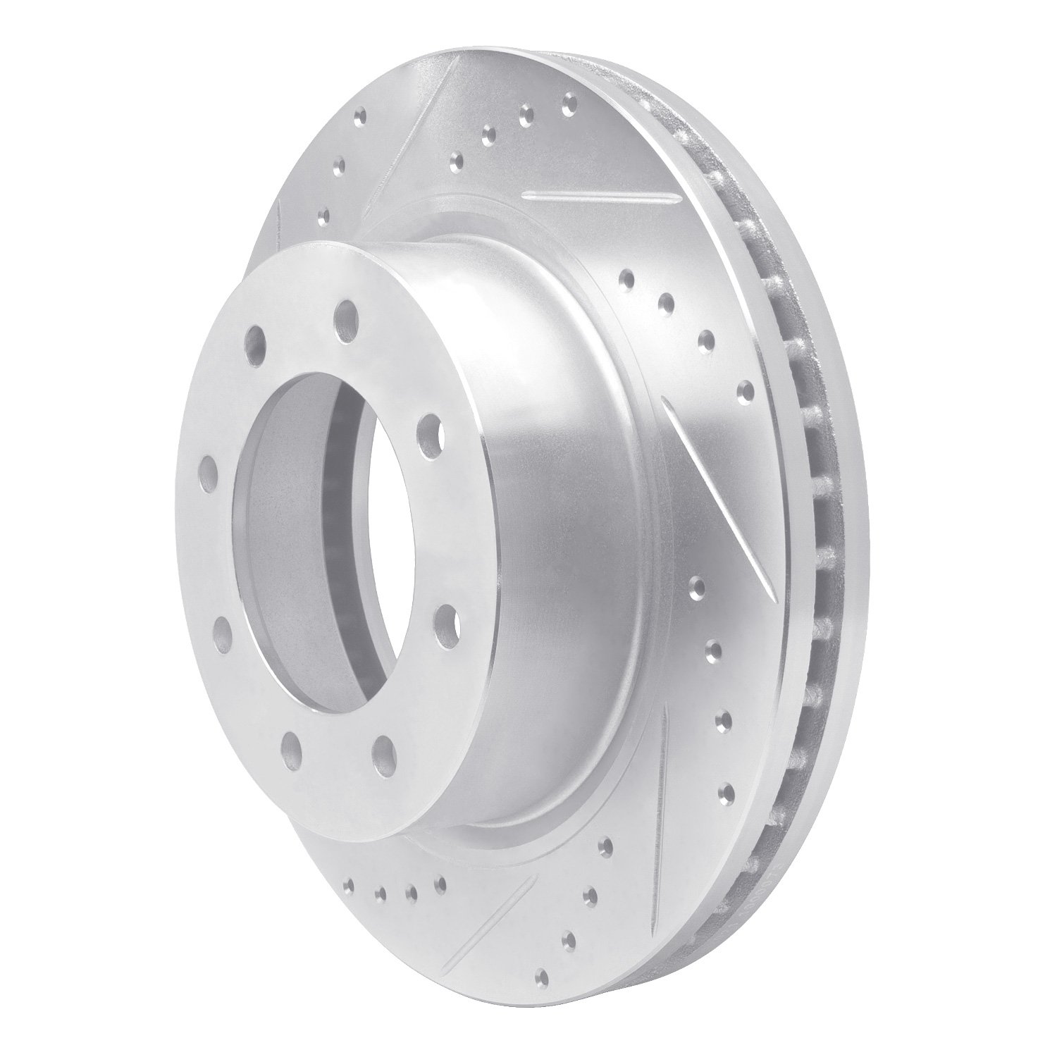 E-Line Drilled & Slotted Silver Brake Rotor, 2012-2021 Infiniti/Nissan, Position: Front Left