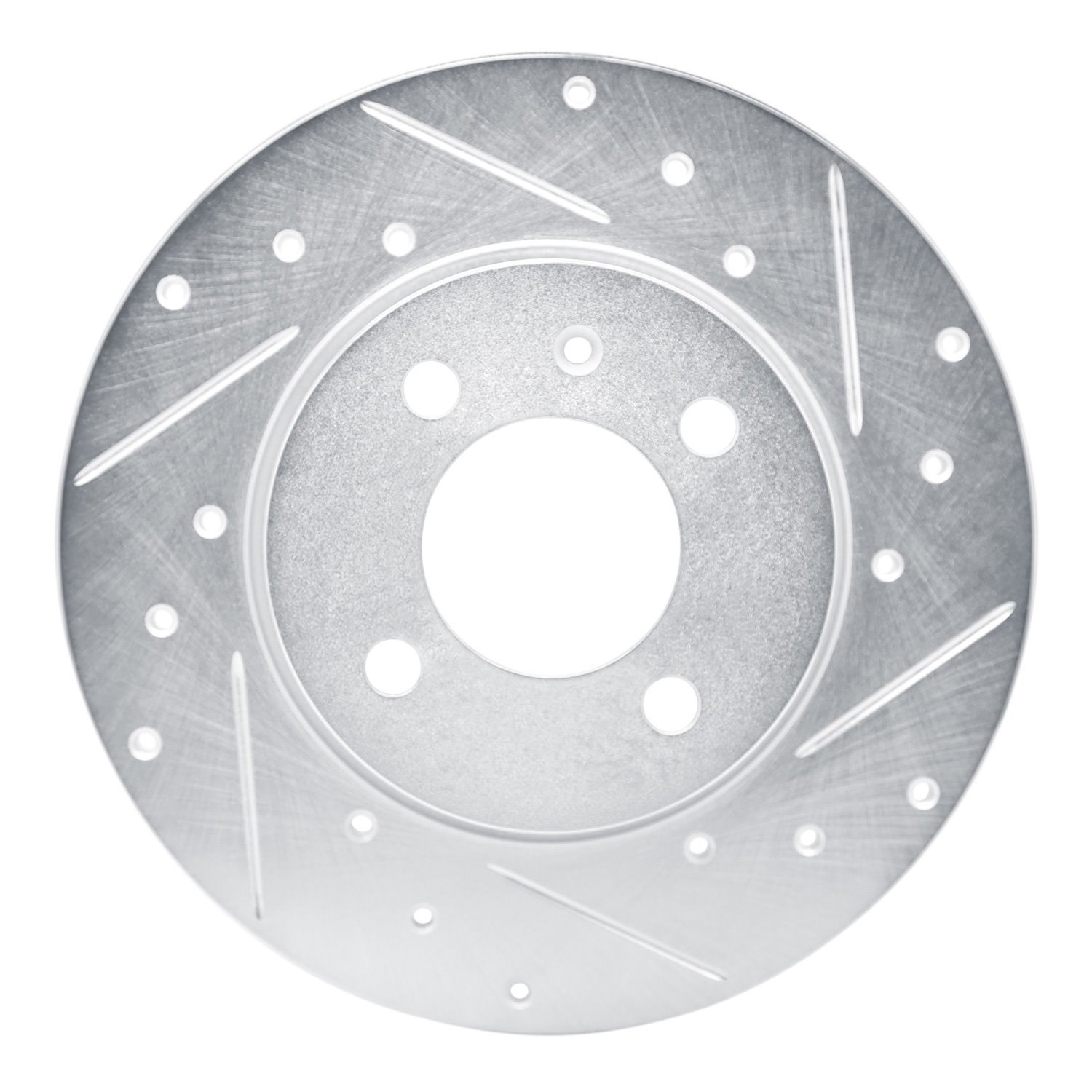 E-Line Drilled & Slotted Silver Brake Rotor, 1984-1997 Audi/Porsche/Volkswagen, Position: Front Right