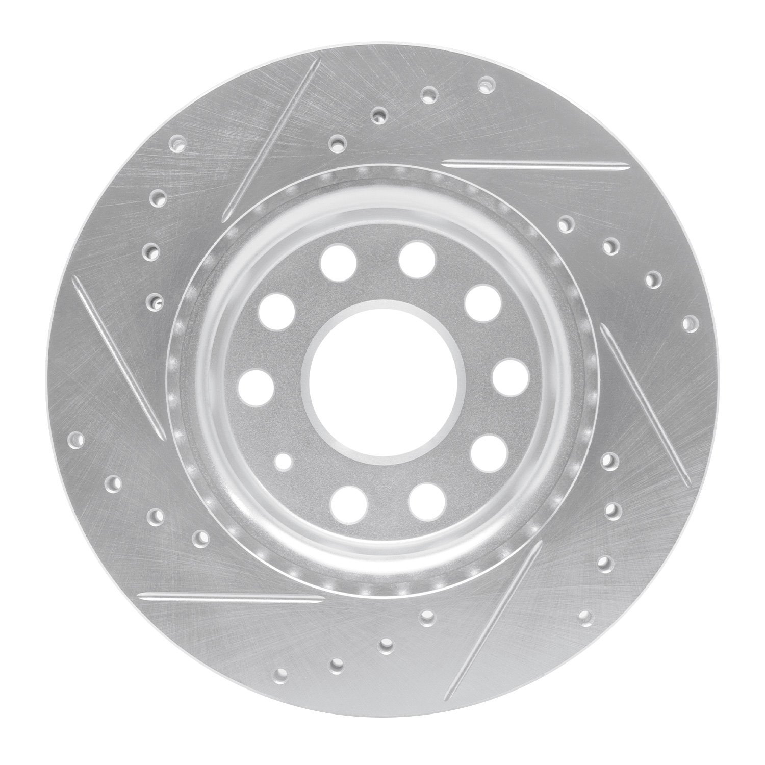 E-Line Drilled & Slotted Silver Brake Rotor, 2005-2015 Audi/Porsche/Volkswagen, Position: Front Right