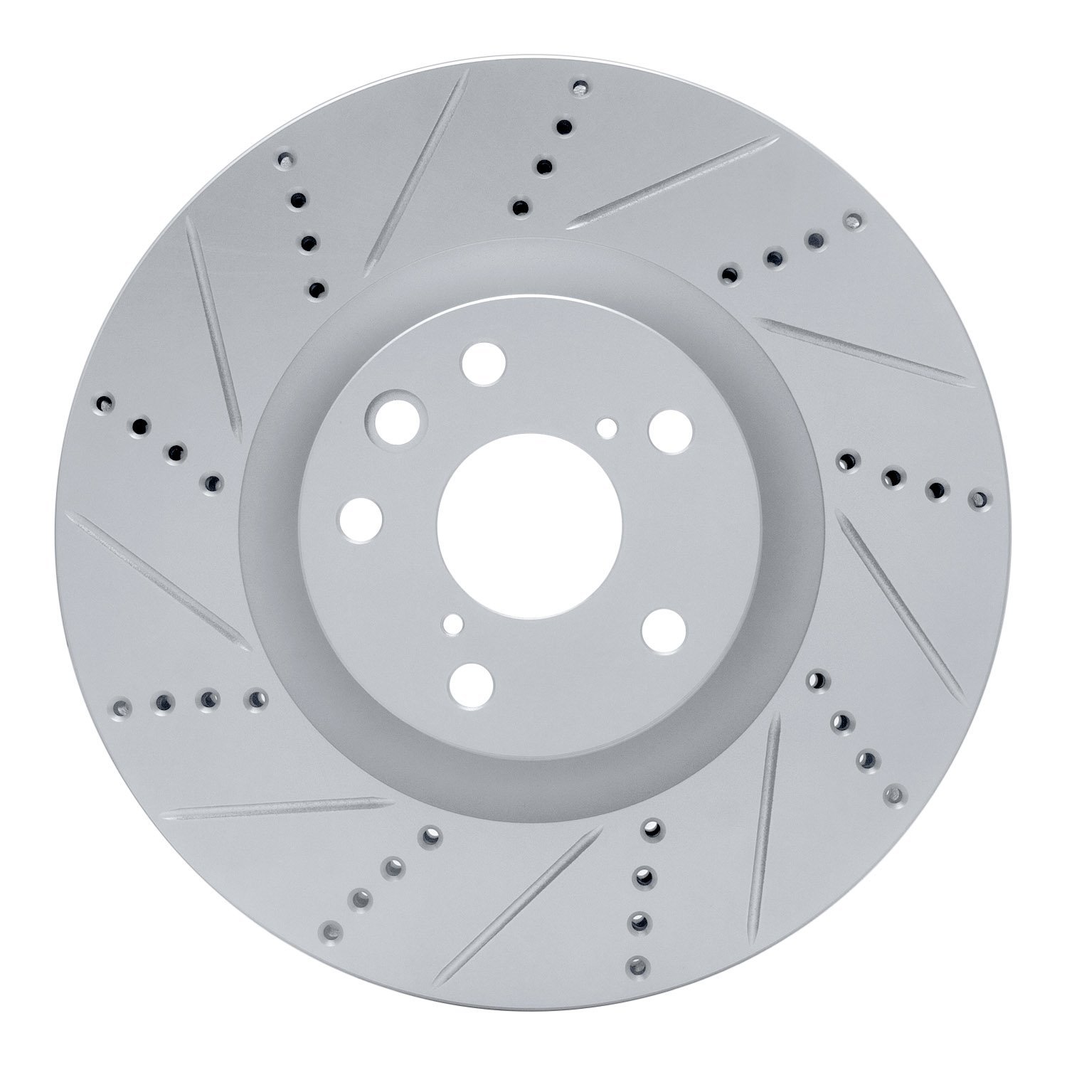 E-Line Drilled & Slotted Silver Brake Rotor, 2011-2020 Lexus/Toyota/Scion, Position: Left Front