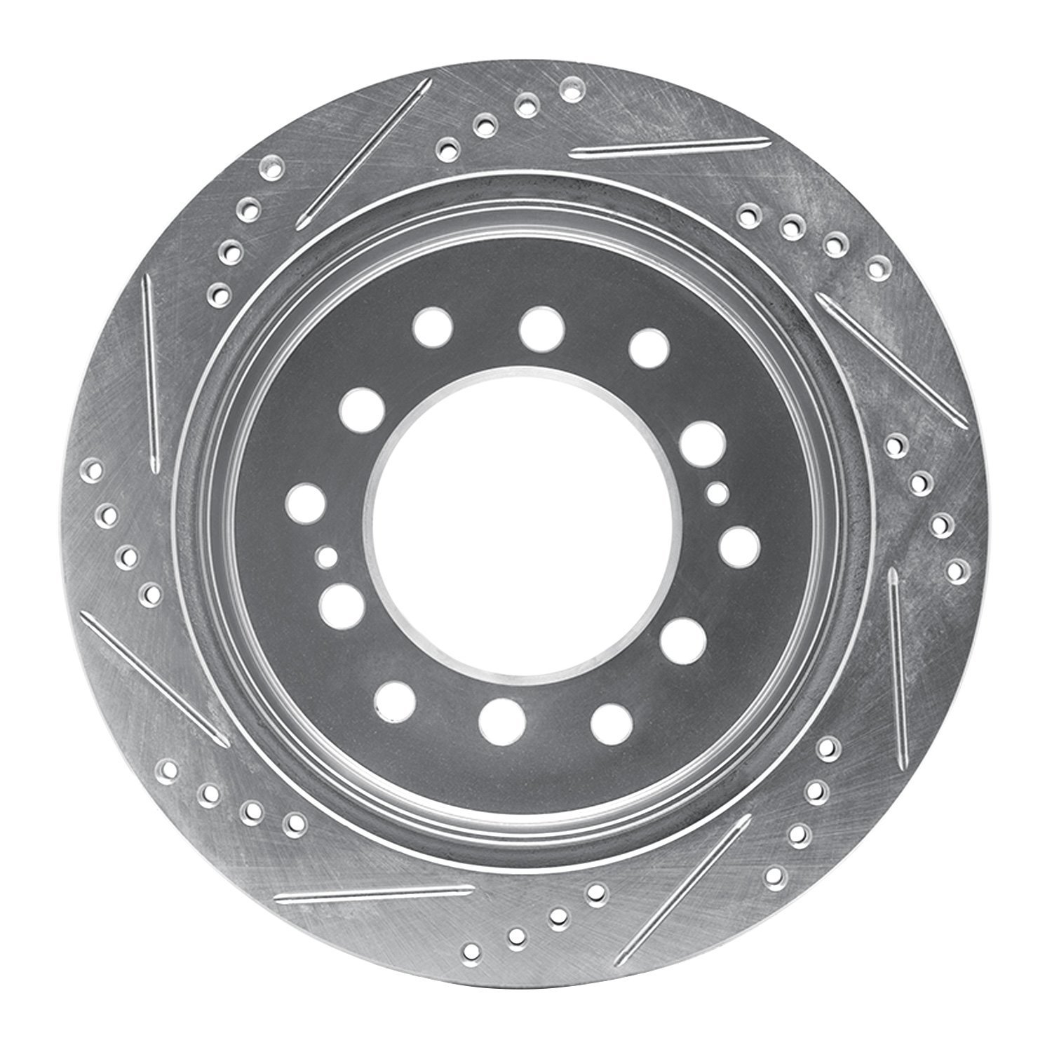 E-Line Drilled & Slotted Silver Brake Rotor, 2001-2009 Lexus/Toyota/Scion, Position: Rear Right