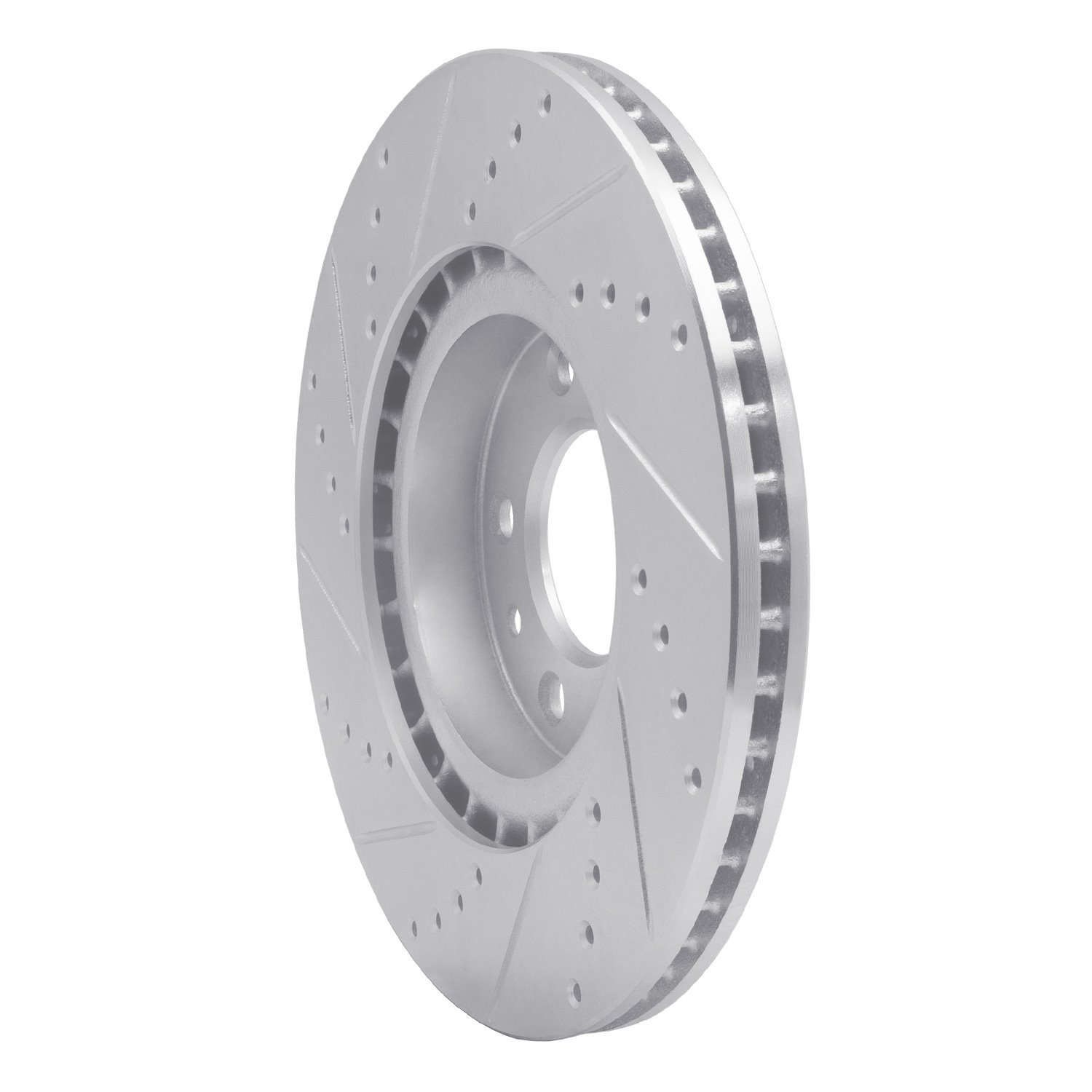 E-Line Drilled & Slotted Silver Brake Rotor, 2004-2008 Ford/Lincoln/Mercury/Mazda, Position: Front Right