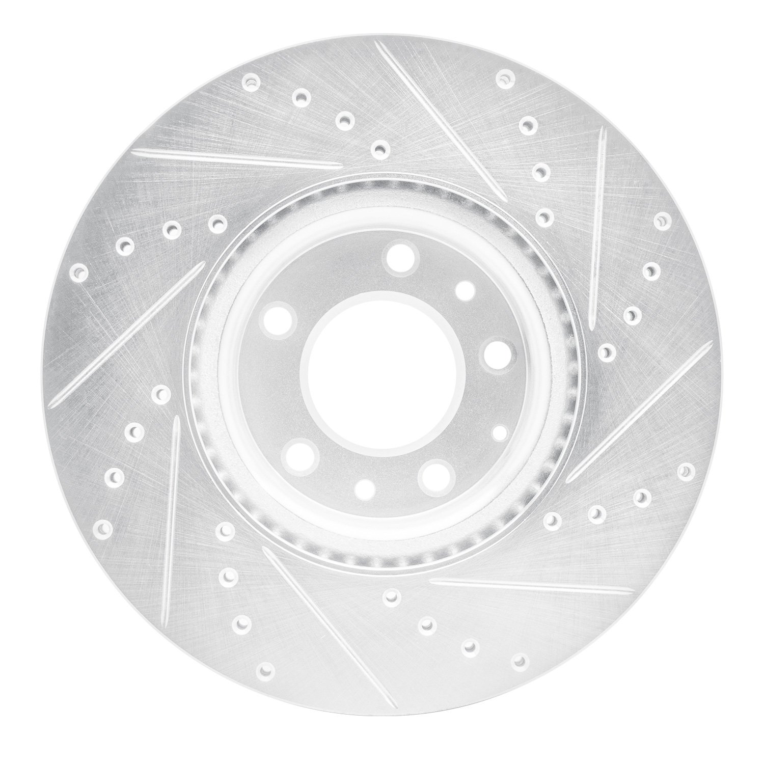 E-Line Drilled & Slotted Silver Brake Rotor, 2006-2007 Ford/Lincoln/Mercury/Mazda, Position: Front Left