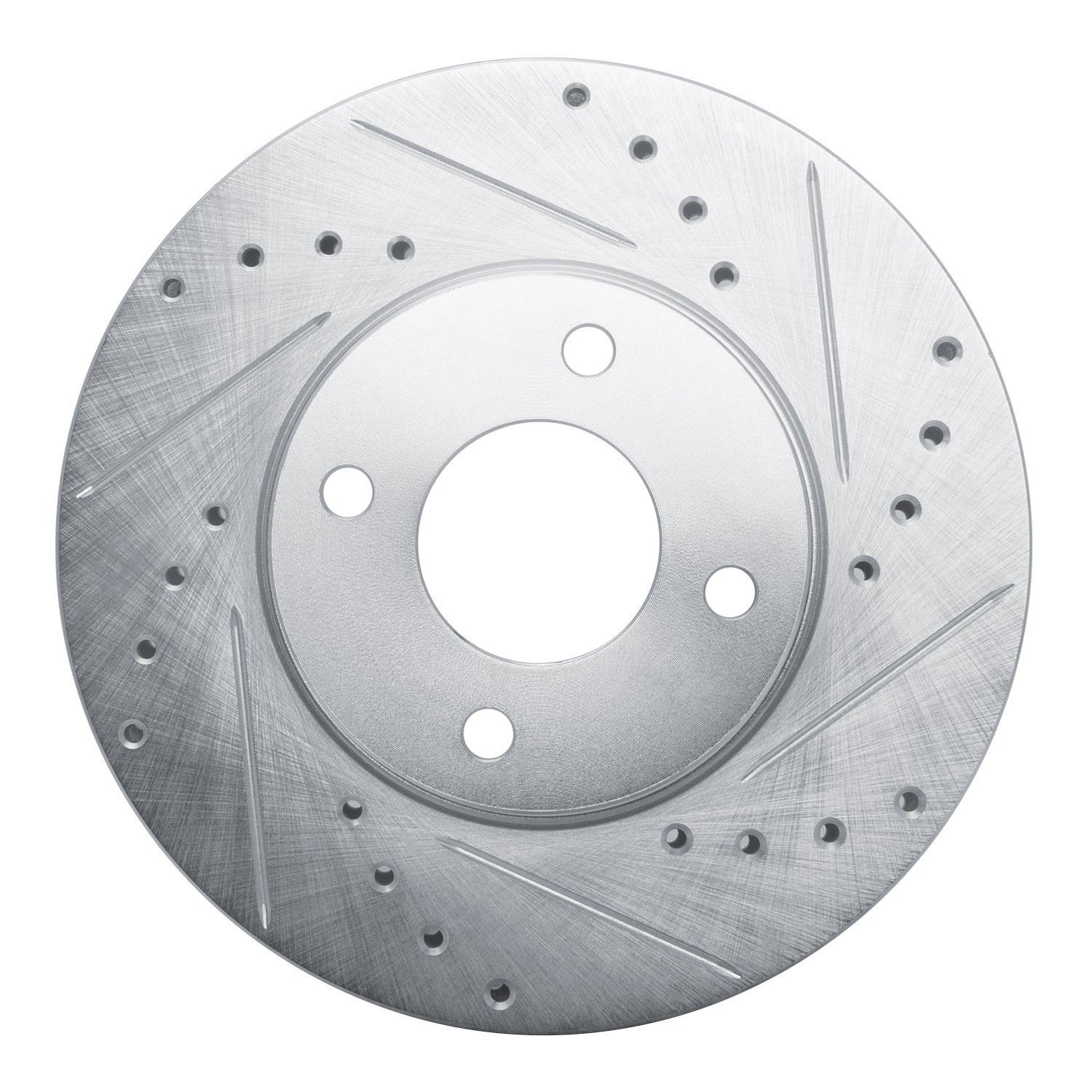 E-Line Drilled & Slotted Silver Brake Rotor, 2005-2012 Fits Multiple Makes/Models, Position: Front Right