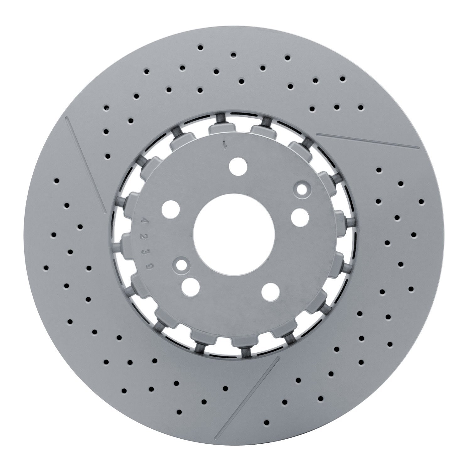 Hi-Carbon Alloy Geomet-Coated Drilled & Slotted Rotor, Fits
