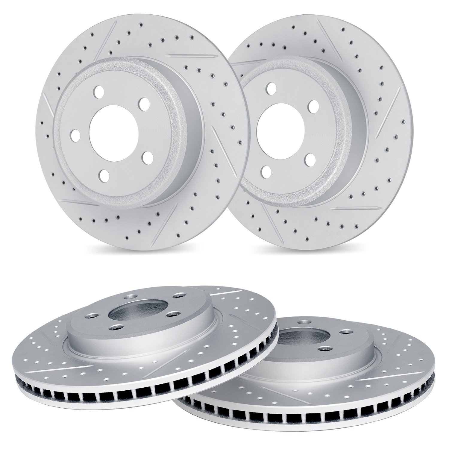 GEO-Carbon Drilled & Slotted Brake Rotor Set, Fits Select Acura/Honda, Position: Rear