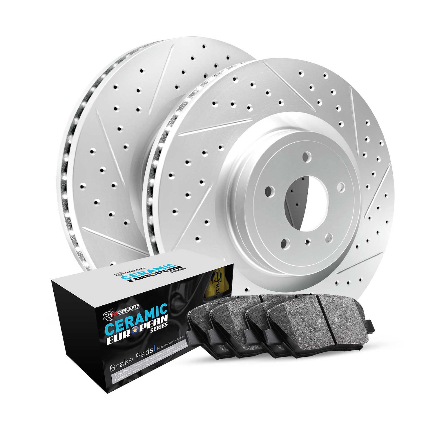 GEO-Carbon Drilled/Slotted Rotors w/Euro Ceramic Pads, Fits