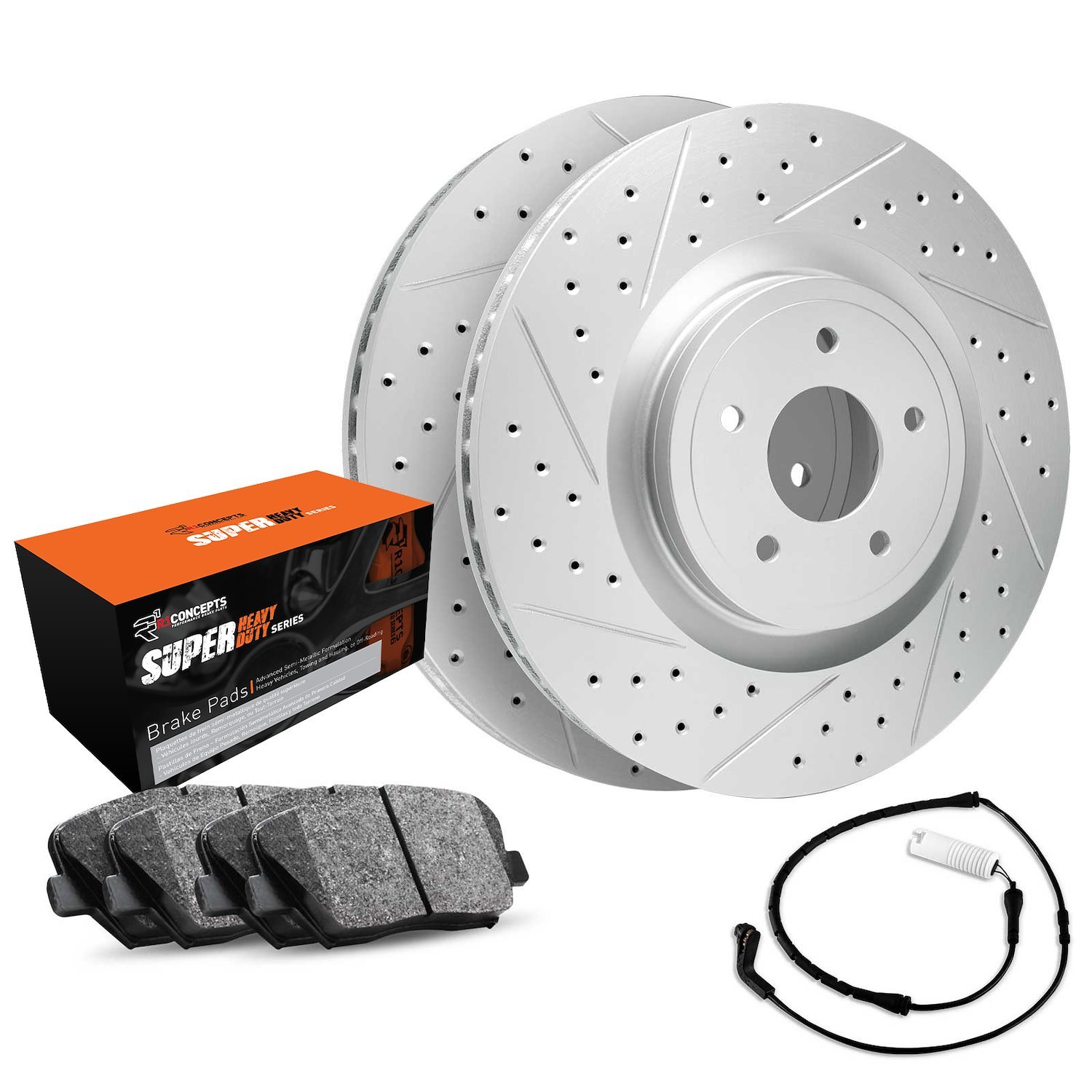 GEO-Carbon Drilled/Slotted Rotors w/Super-Duty Pads/Sensor,
