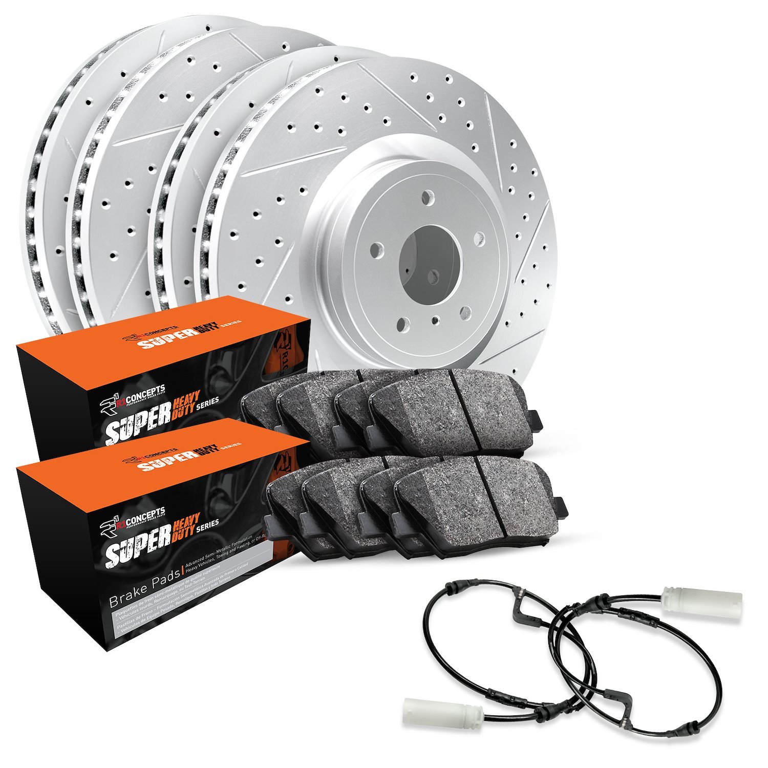 GEO-Carbon Drilled/Slotted Rotor Set w/Super-Duty Pads/Sensor,
