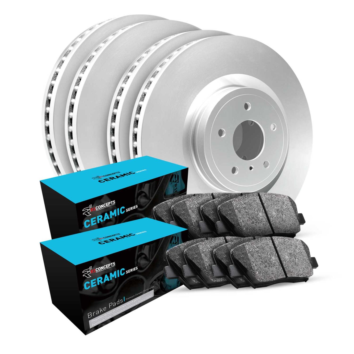 GEO-Carbon Brake Rotor Set w/Ceramic Pads, Fits Select Infiniti/Nissan, Position: Front & Rear