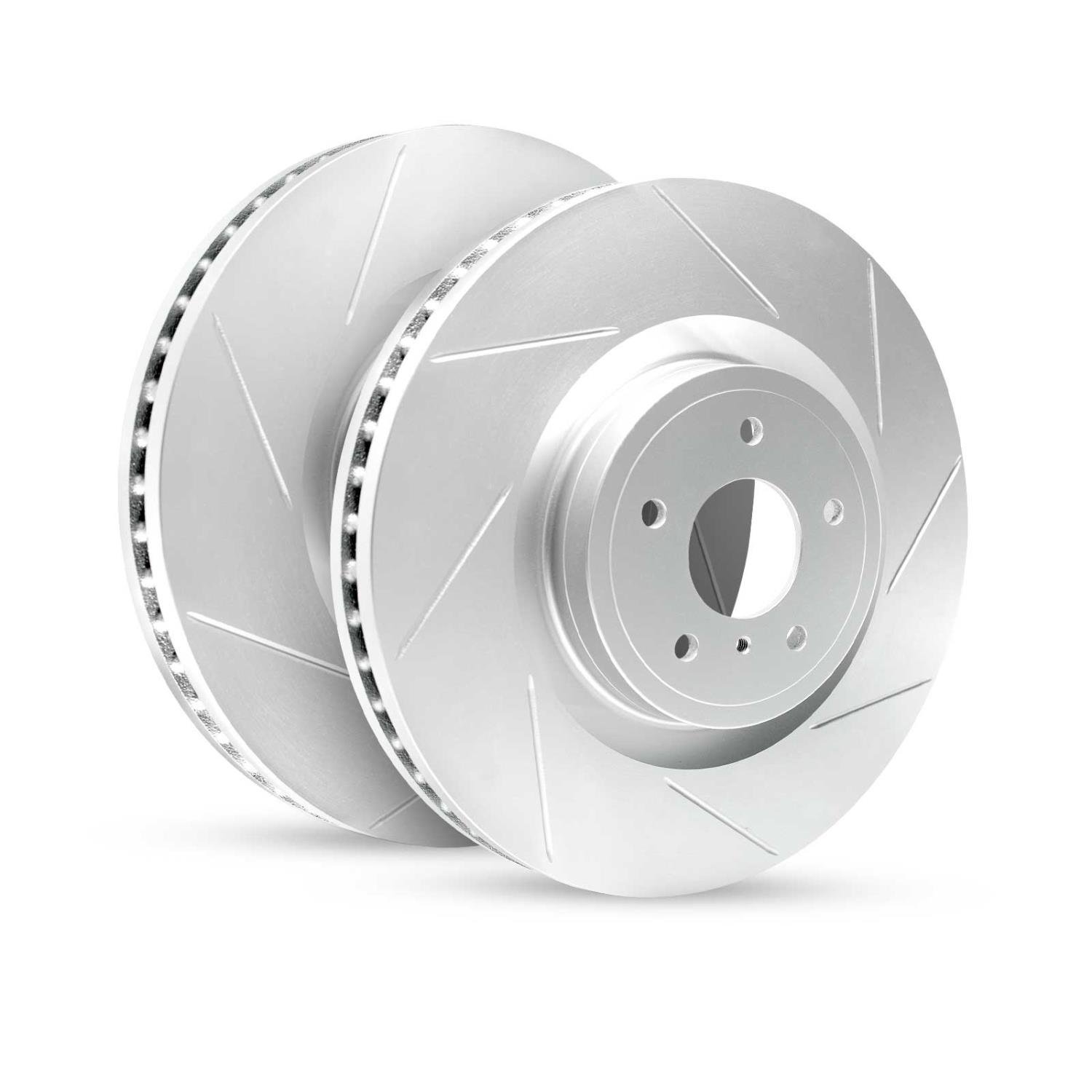 E-Line Slotted Silver Brake Rotor Set, 2013-2019 GM, Position: Rear
