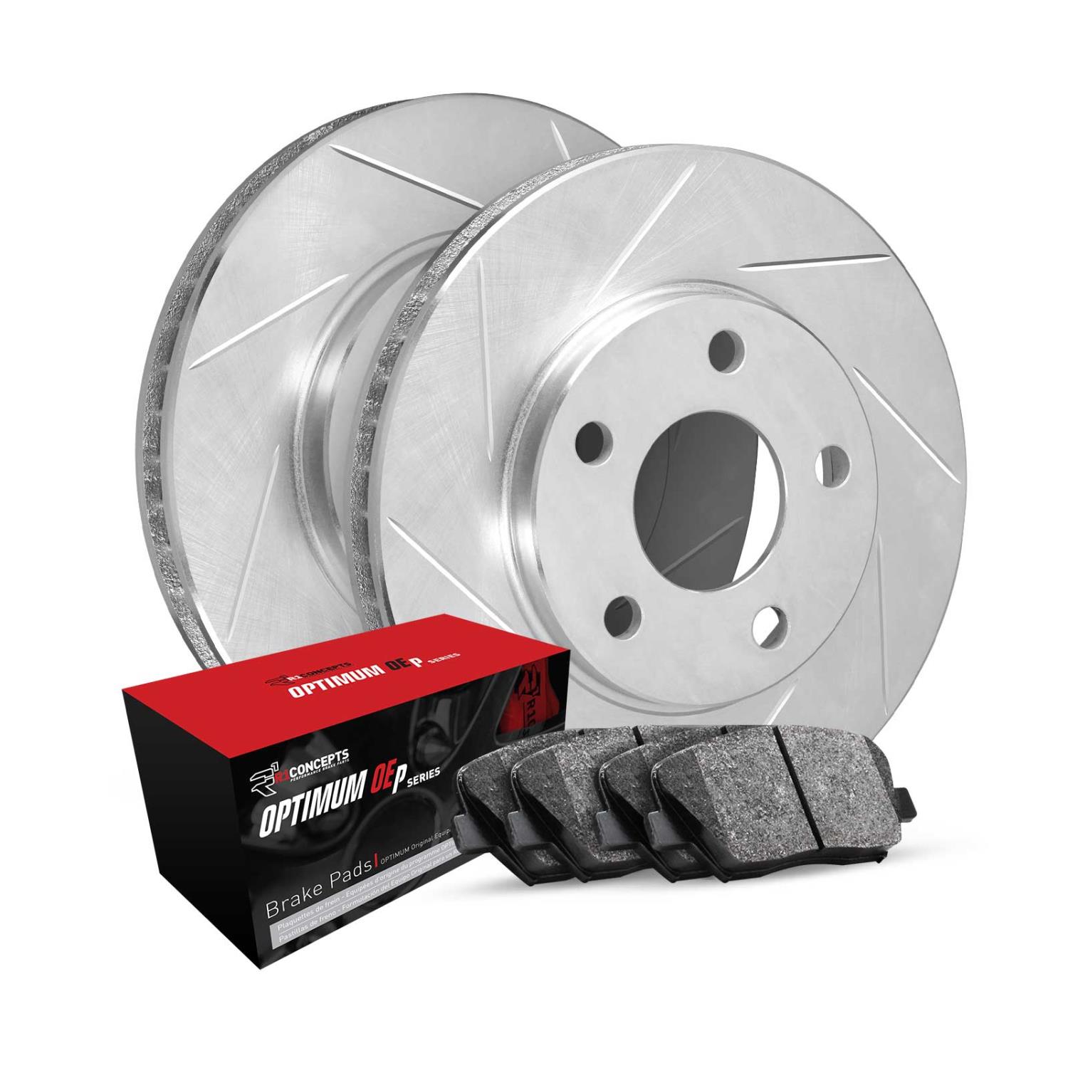E-Line Slotted Silver Rotors w/5000 OEP Pads, 2005-2008
