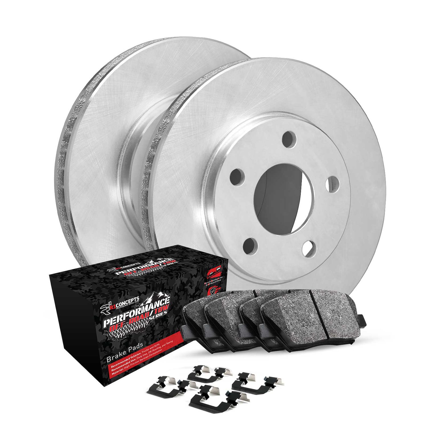 E-Line Blank Brake Rotor Set w/Performance Off-Road/Tow Pads & Hardware, 1993-1997 Lexus/Toyota/Scion, Position: Rear