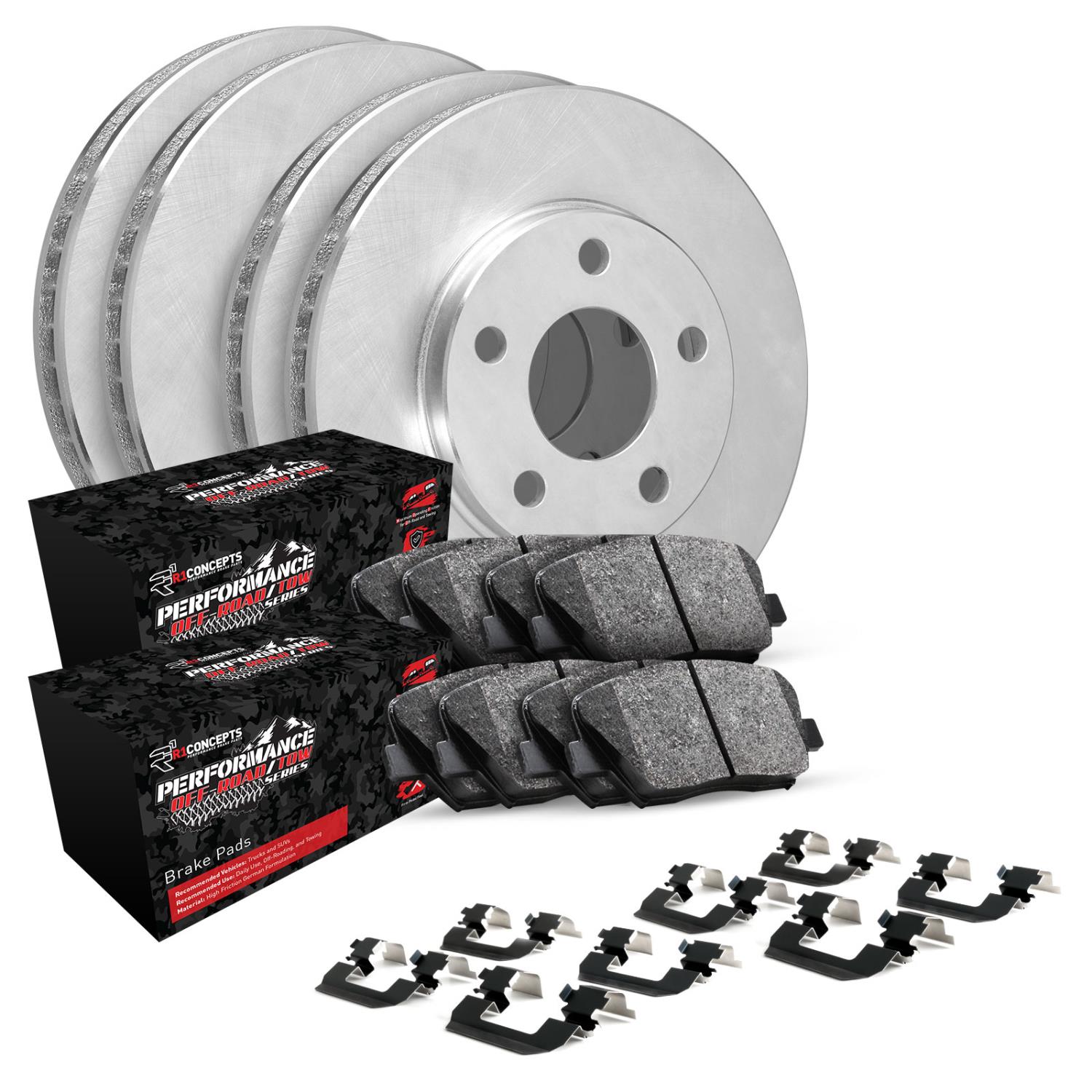 E-Line Blank Brake Rotor Set w/Performance Off-Road/Tow Pads & Hardware, Fits Select Lexus/Toyota/Scion, Position: Front & Rear