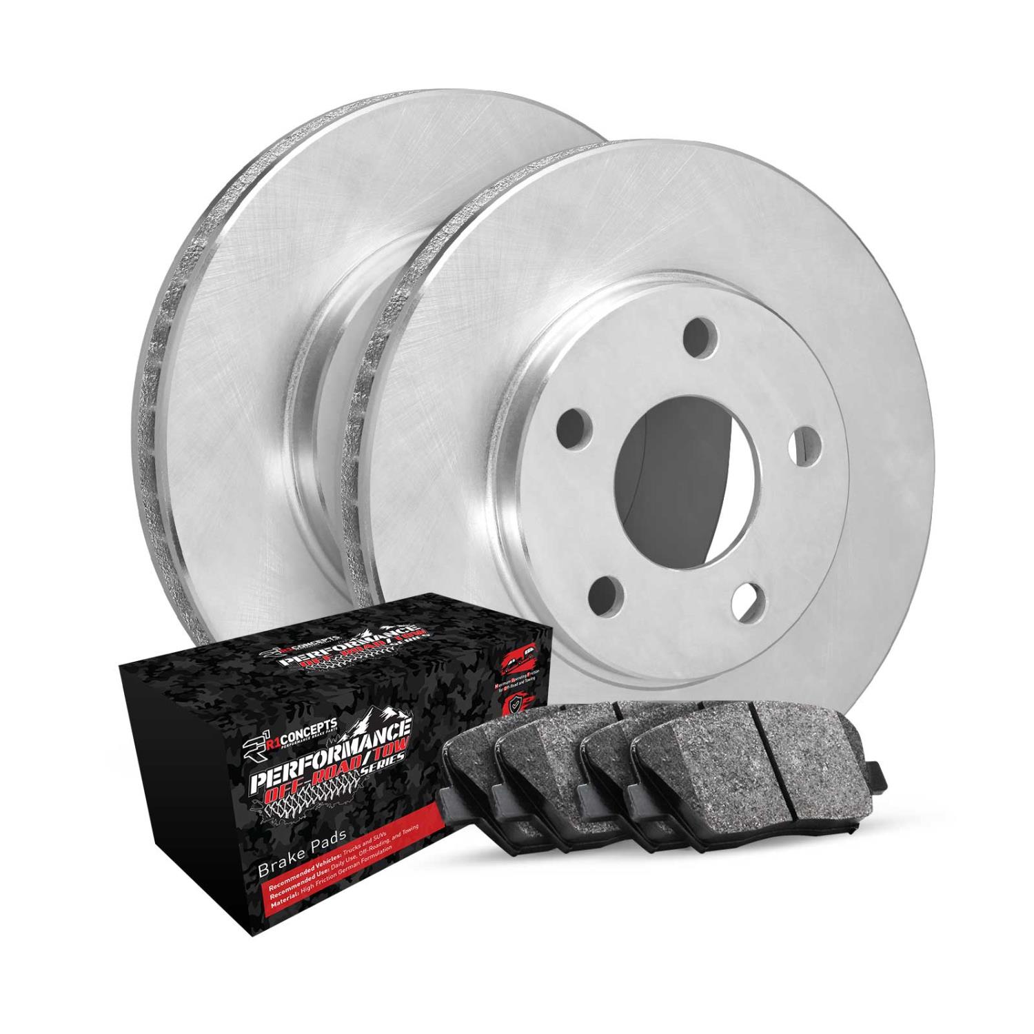 E-Line Blank Brake Rotor Set w/Performance Off-Road/Tow Pads, 2000-2002 Mopar, Position: Front