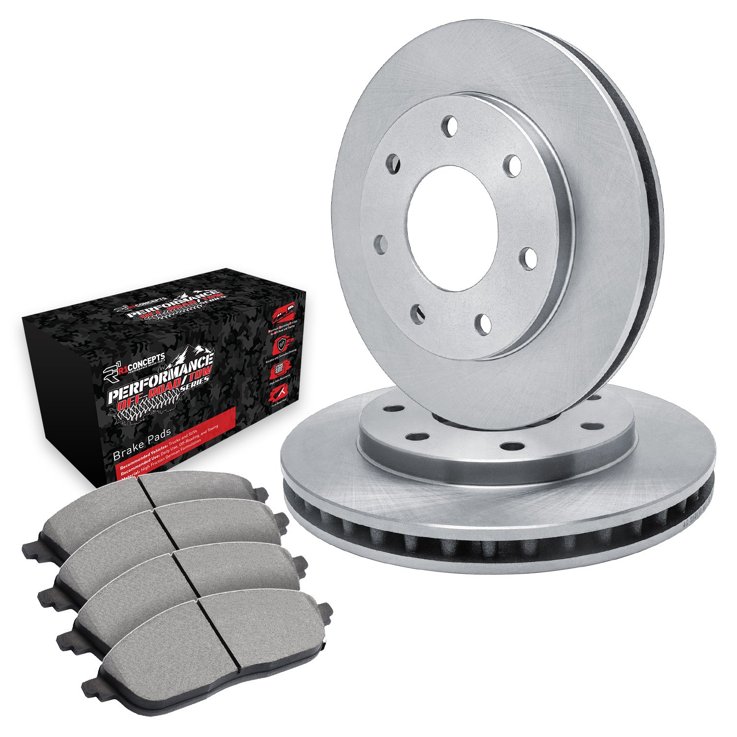 E-Line Blank Brake Rotor Set w/Performance Off-Road/Tow Pads, 2004-2008 Ford/Lincoln/Mercury/Mazda, Position: Front