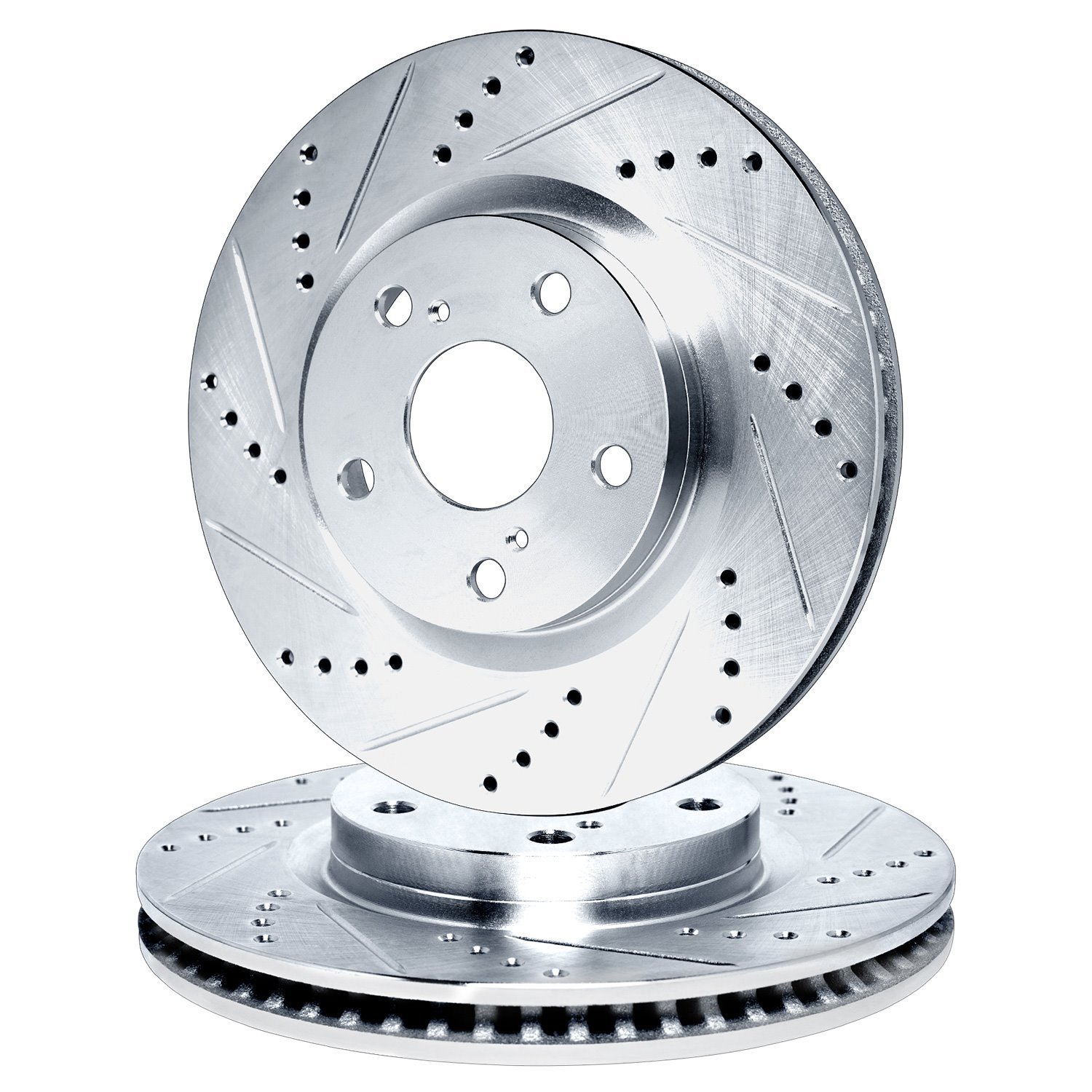 E-Line Drilled & Slotted Silver Brake Rotor Set, 2018-2019 GM, Position: Front