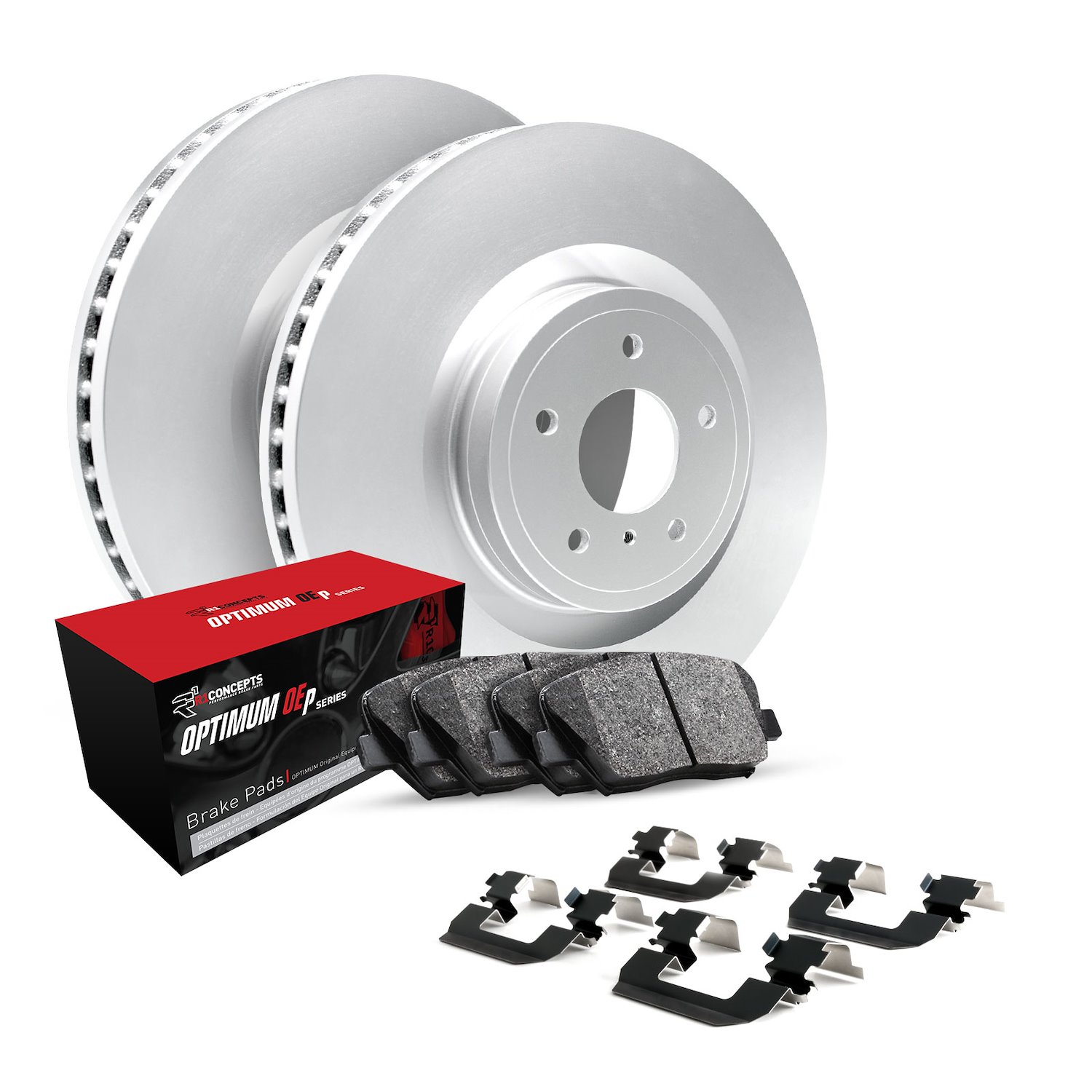 GEO-Carbon Brake Rotor Set w/Optimum OE Pads & Hardware, Fits Select Volvo, Position: Front