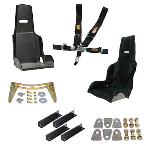 High-Back Aluminum Racing Seat with Racing Harness, Seat Cover and Mounts Kit