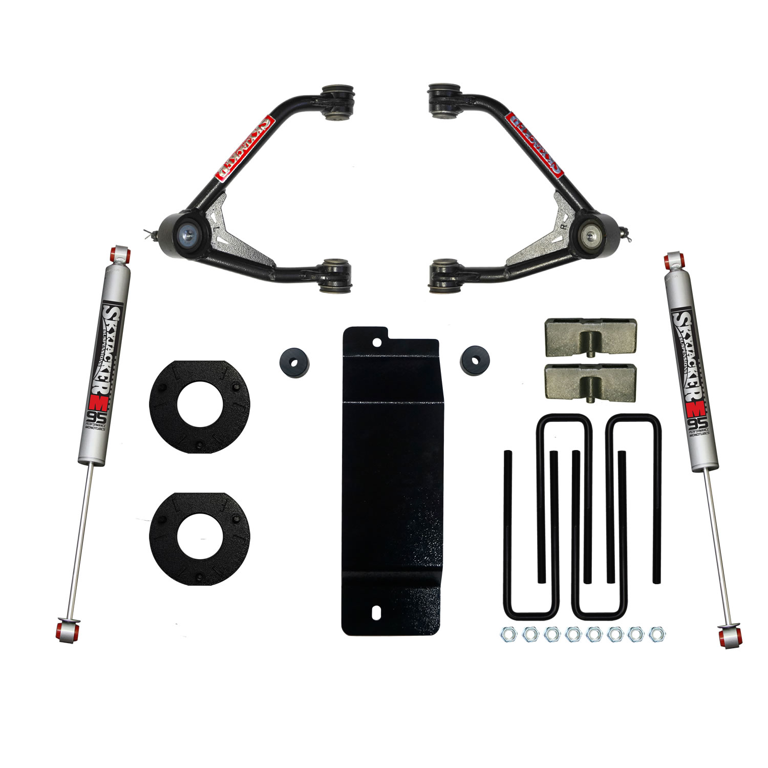 3.500-4.000 In. Upper Control Arm Lift Kit with M9500 Rear Shocks for 2014-2016 GM 1500 4WD