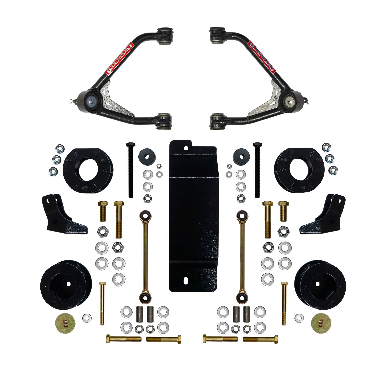 3.500-4.000 In. Upper Control Arm Lift Kit with Rear Shock Brackets for 2015-2019 GM SUV