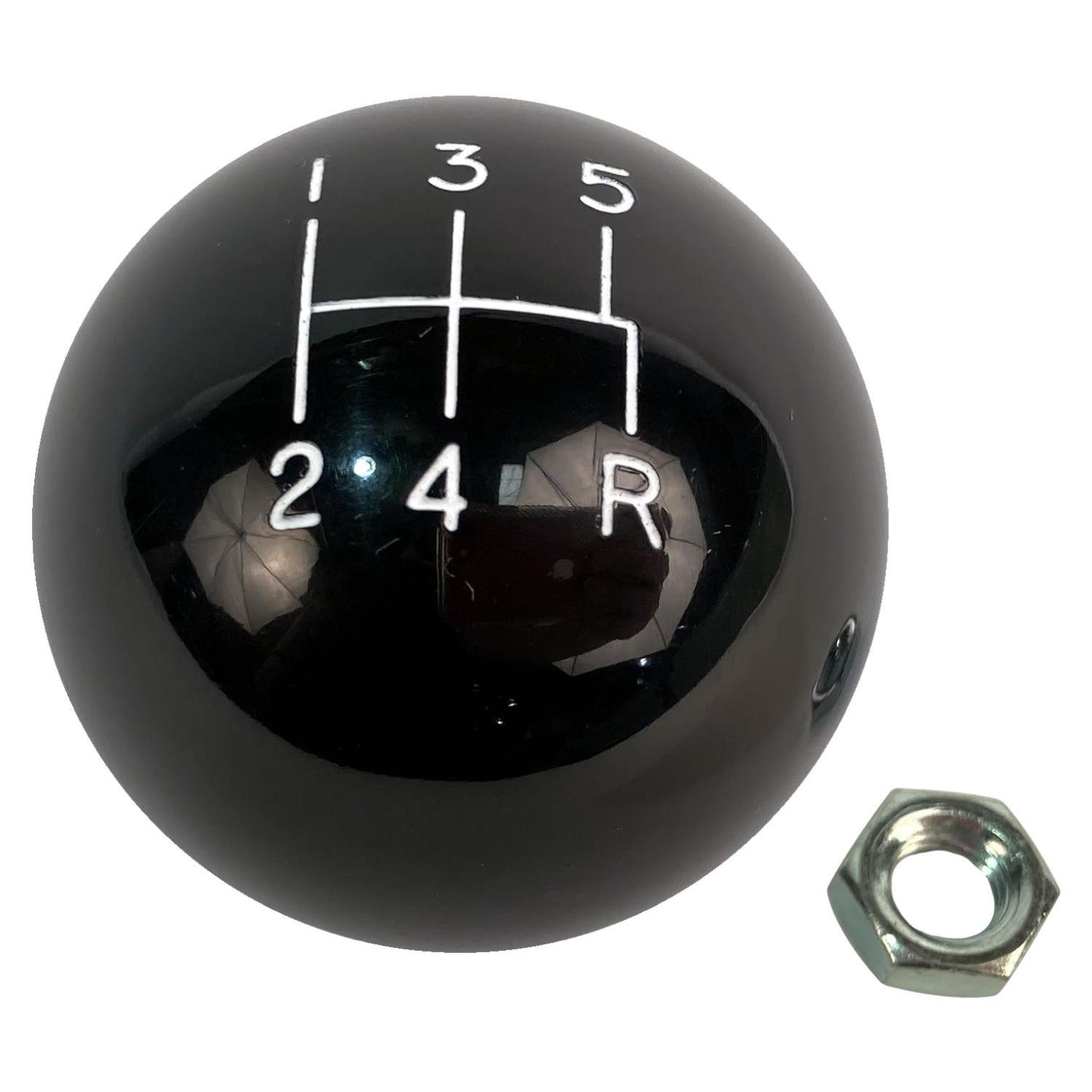 Classic style 5 speed shift knob black 3/8"-16 thread w/locknut