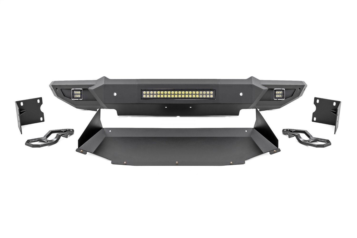10808ATH LED Front Bumper; w/Skid Plate; Tow Hook;