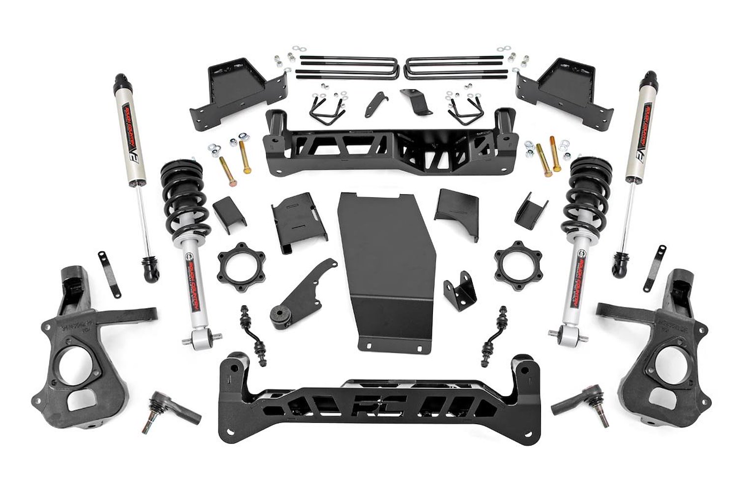 22871 7in GM Susp Lift Kit, Lifted Struts & V2 Shocks (14-18 1500 PU 4WD, Cast Steel)