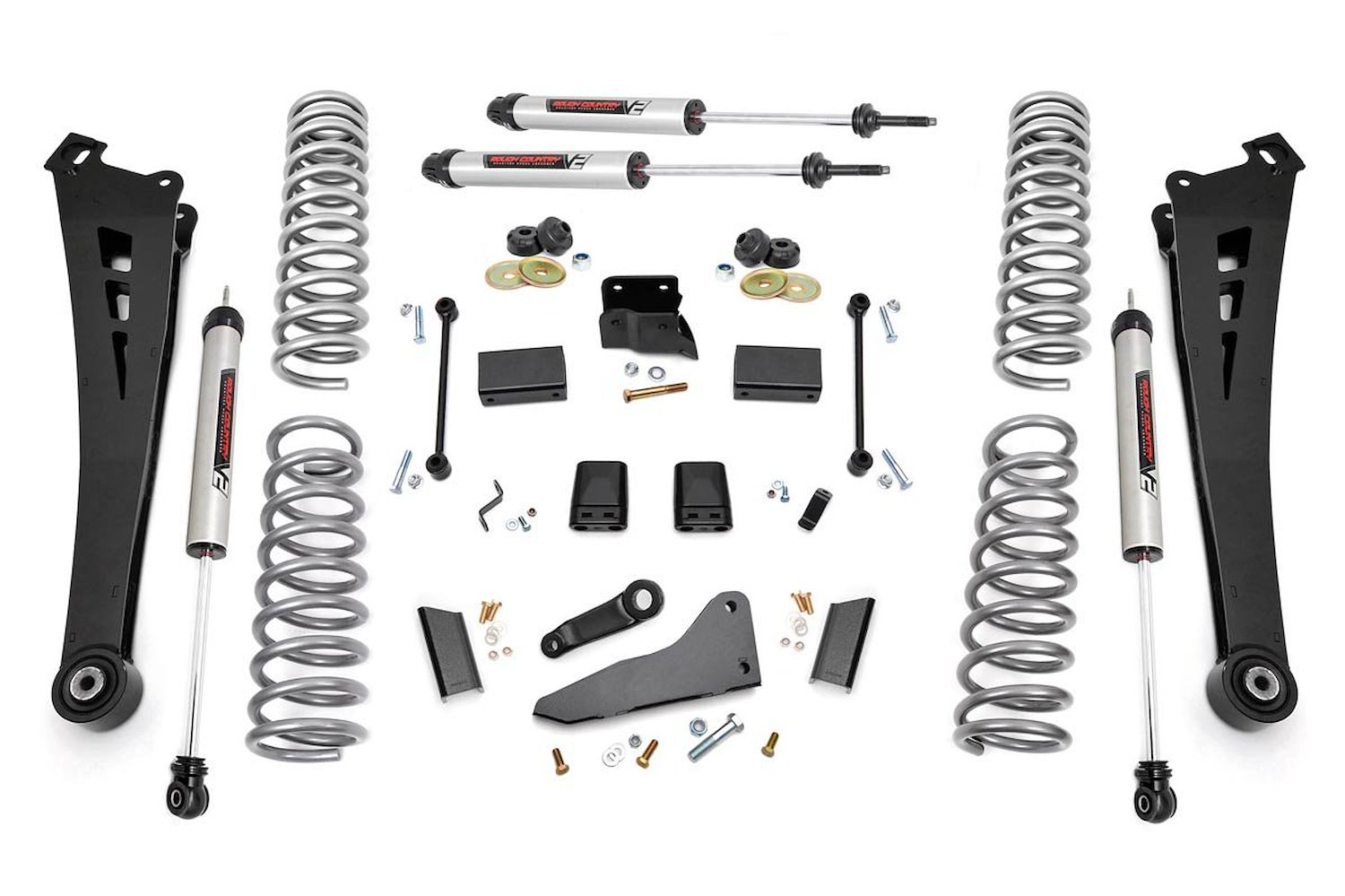 36870 5in Ram Suspension Lift Kit Dual Rate Coil Springs Radius Arms and V2 Shocks