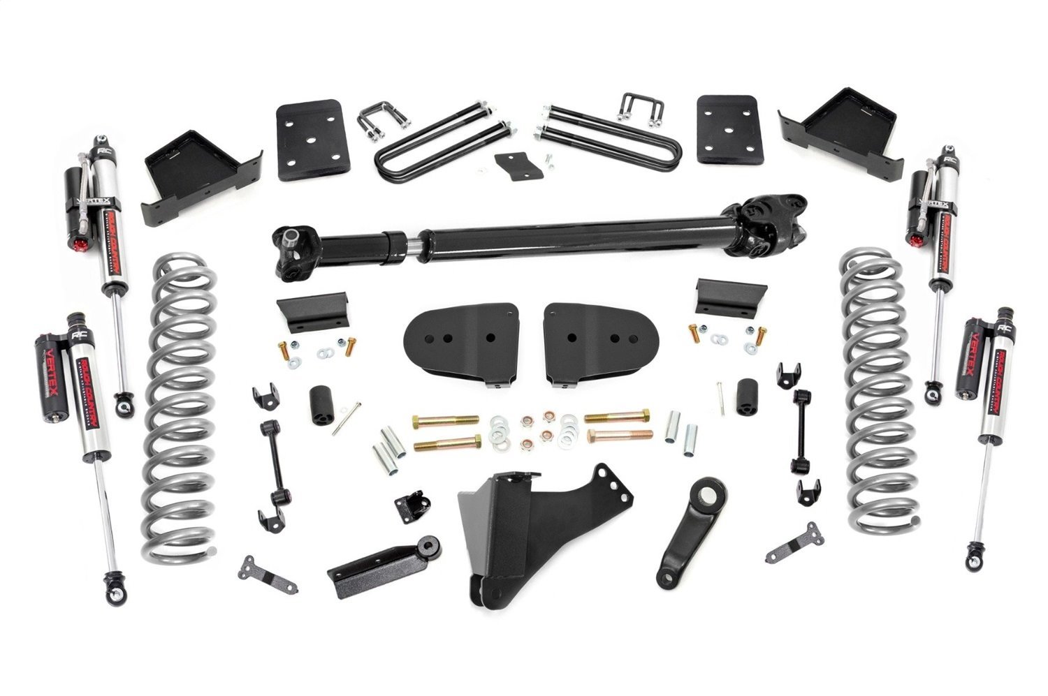 43851 Suspension Lift Kit w/Shocks; 6 in. Lift; Vertex; Incl. Front Driveshaft; Incl. Factory Rear Overload Springs; 3.5 in. Axl