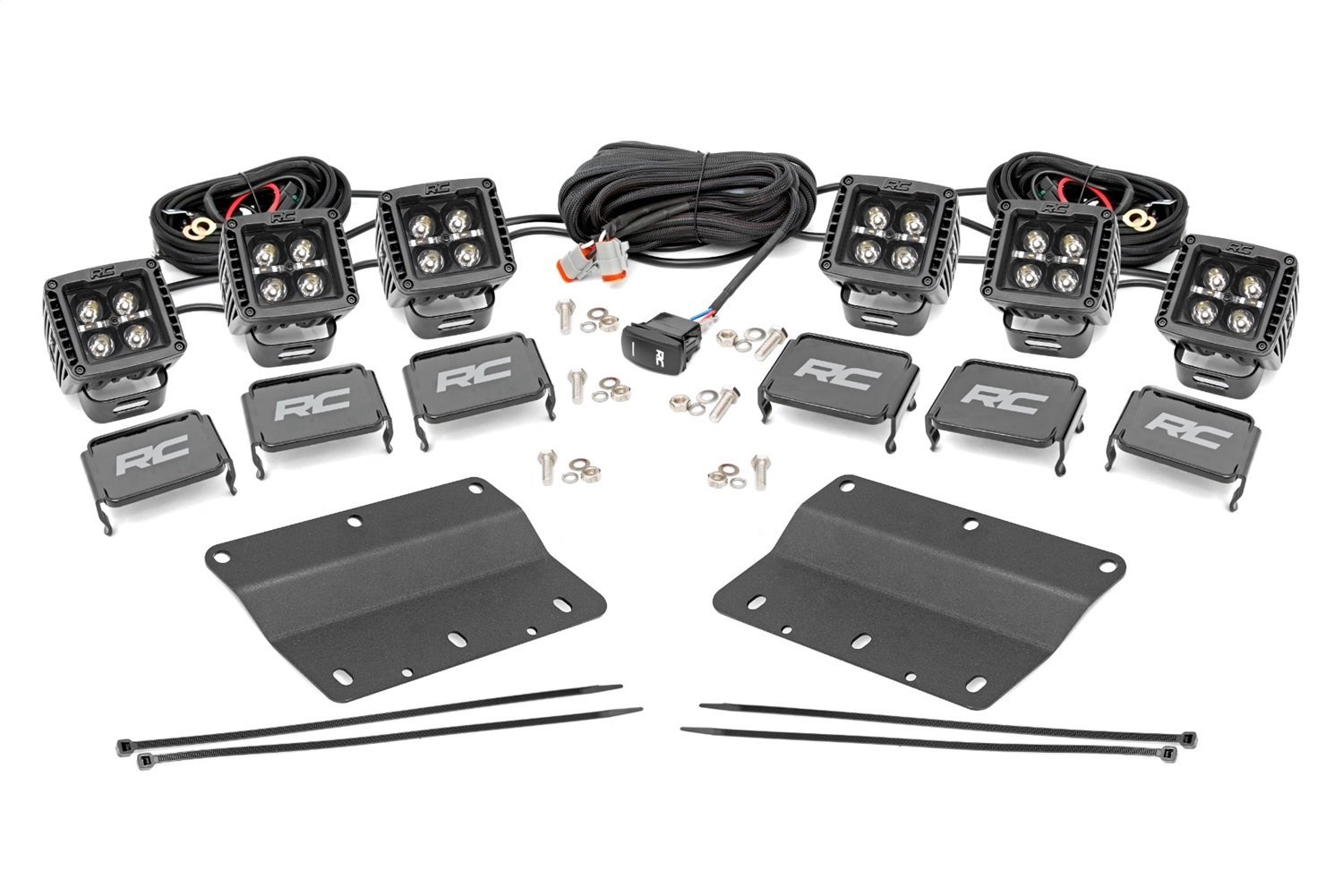 51087 LED Light Kit, Fog Mount, Triple 2" Black Pair, White DRL, Fits Select Ford Bronco