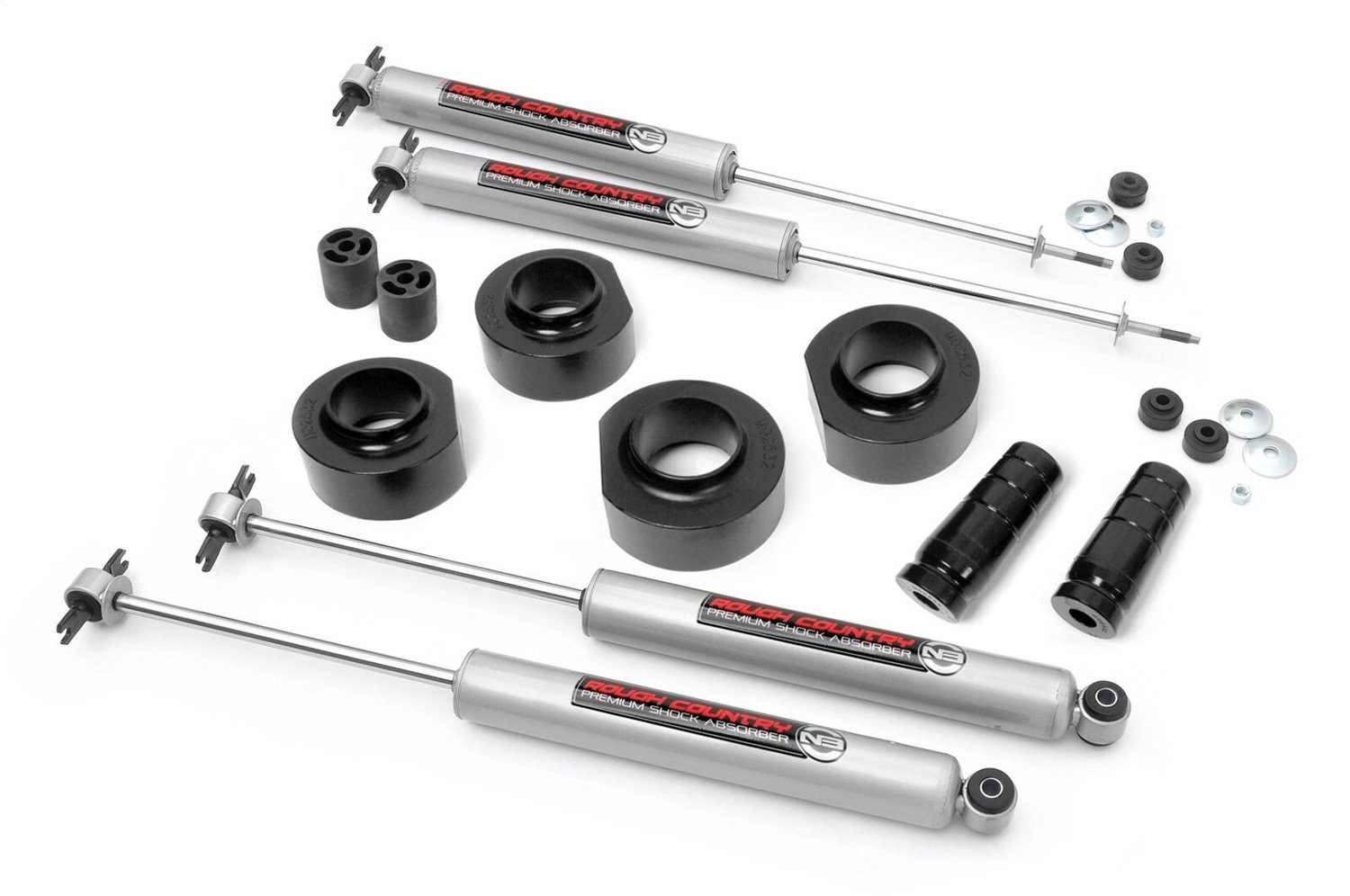 65030 Suspension Lift Kit w/Shocks; 1.5 in. Lift; Incl. Coil Spring Spacers; Bump Stops; Front and Rear Premium N3 Shocks;