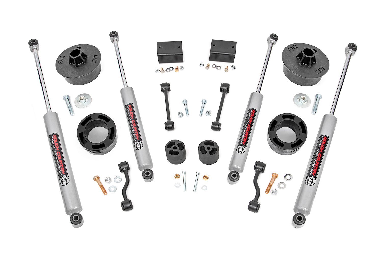 67730 Suspension Lift Kit; 2.5 in. Lift; Incl. Coil Spring Spacer; Shock Relocation Bracket; Swaybar Links; Bump Stops;