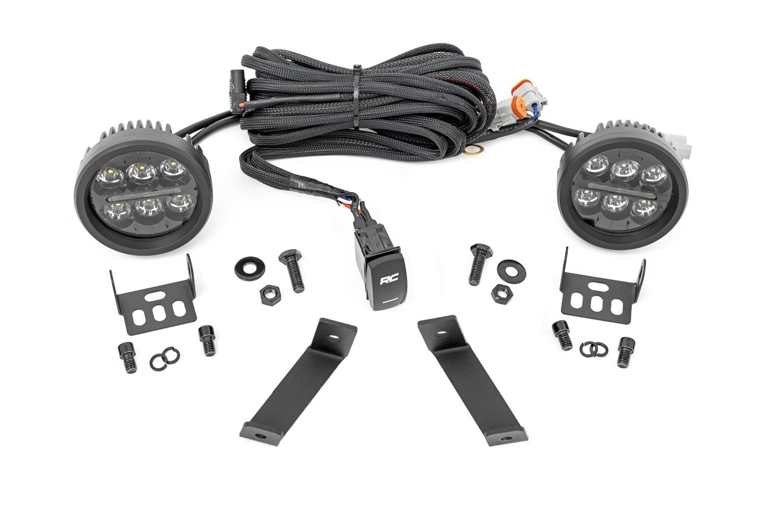 70083 LED Lower Windshield Ditch Kit; 3.5 in. Round; w/Amber DRL;