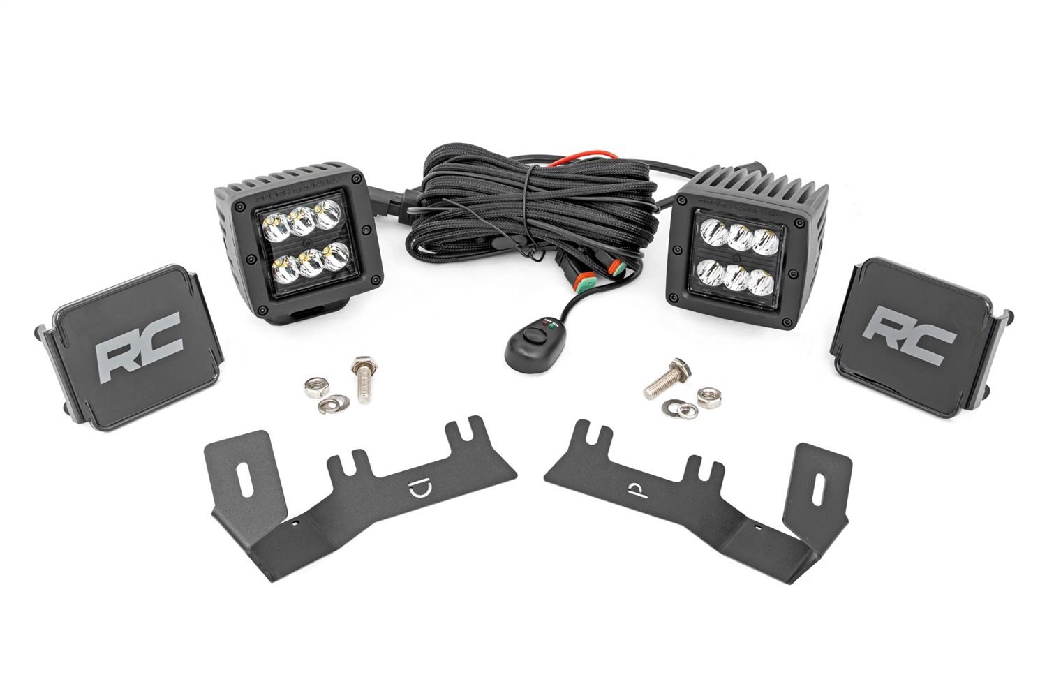 71052 LED Ditch Light Kit, 2in Black Pair, Spot, Chevy/GMC 1500 (14-18)
