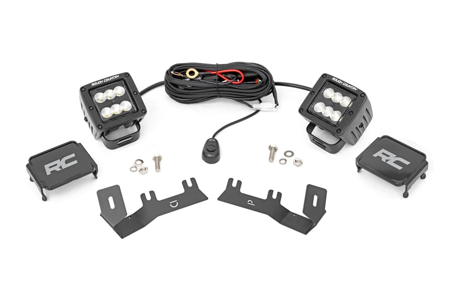 71053 LED Ditch Light Kit, 2in Black Pair, Flood, Chevy/GMC 1500 (14-18)