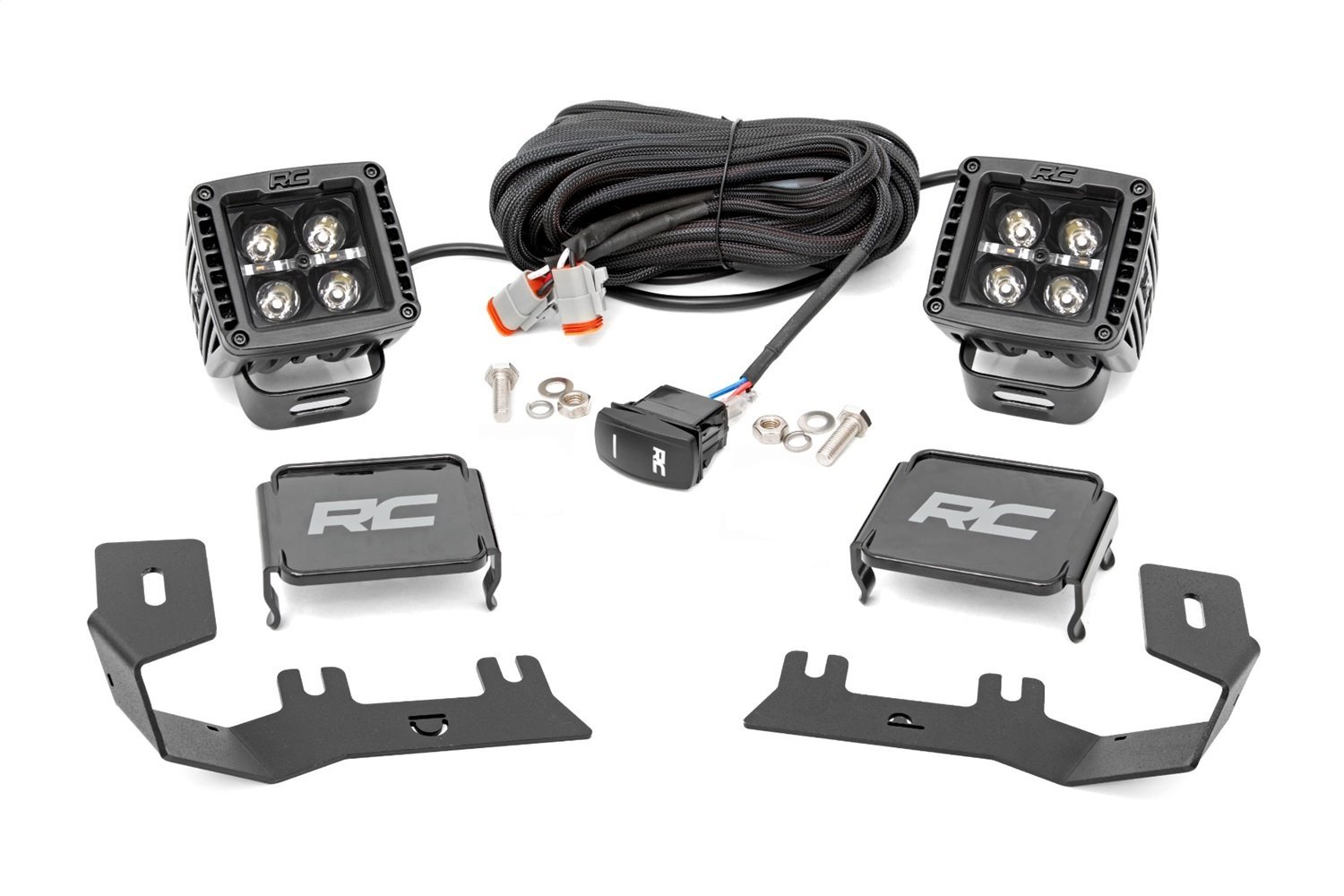 71054 LED Ditch Light Kit, 2in Black Pair, White DRL, Chevy/GMC 1500 (14-18)