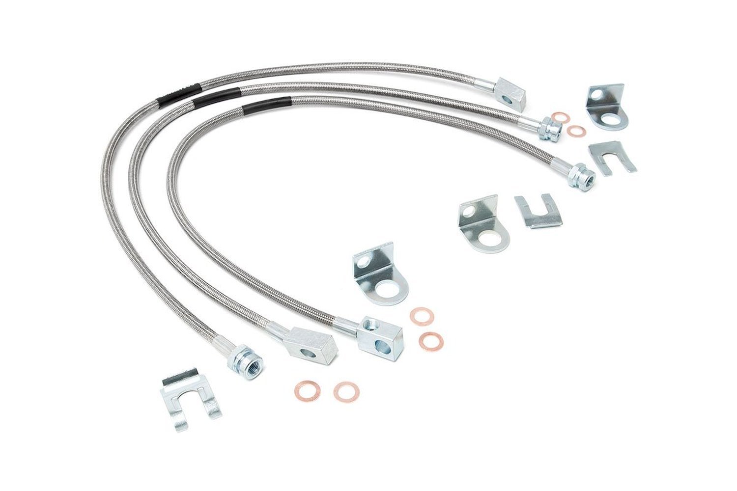 89715 Jeep Front and Rear Stainless Steel Brake Lines, 4-6in Lifts (XJ/YJ/TJ)
