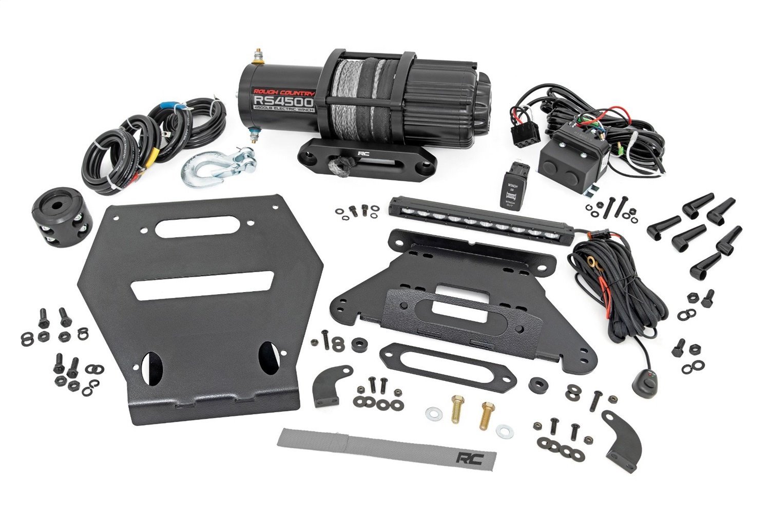 92063 Winch Mounting Plate; w/RS4500S Winch; Incl. 10 in. Black Slimline; LED Light;