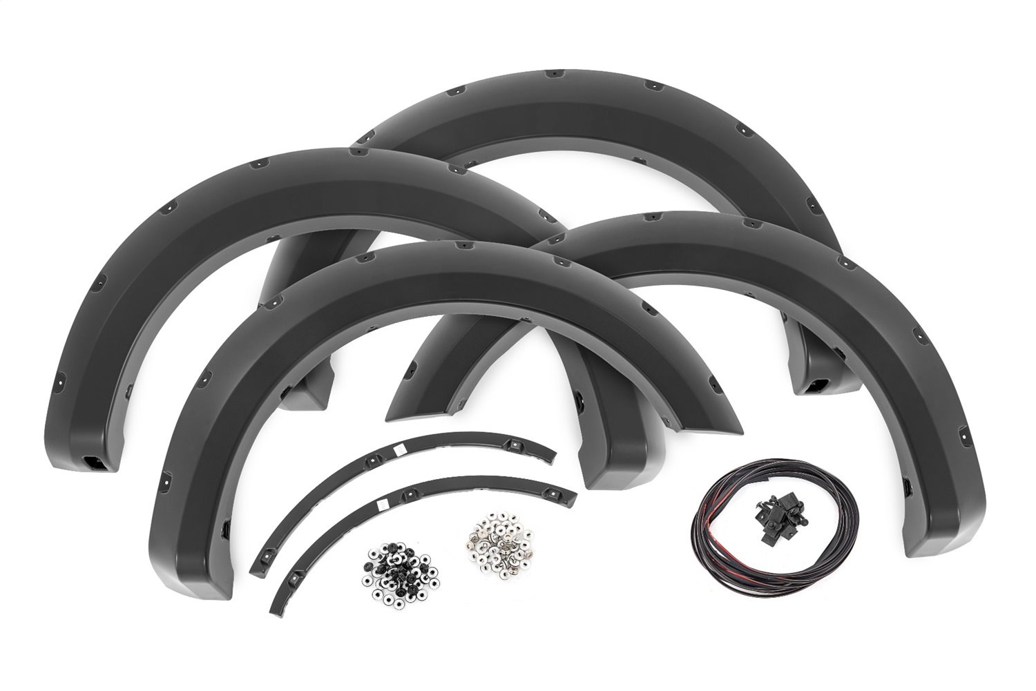 F-F10911A Pocket Fender Flares; Flat Black; 1.75 in. Tire Coverage; 6.25 in. Flare Height;