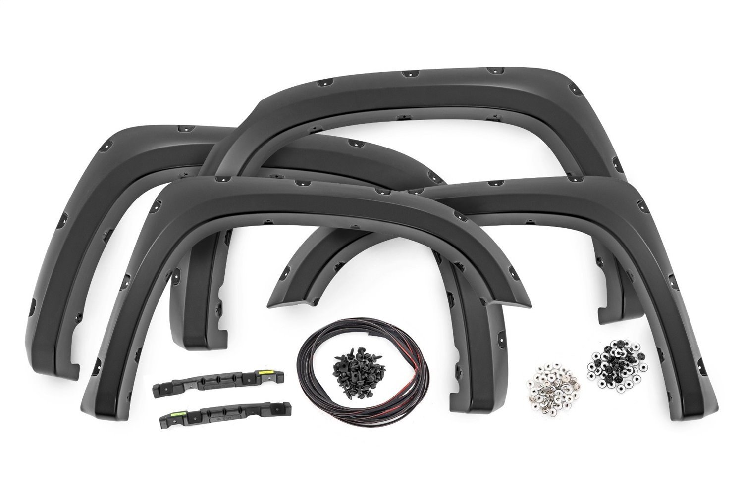 F-T11411A Pocket Fender Flares; Flat Black; 2 in. Tire Coverage; 6 in. Flare Height;