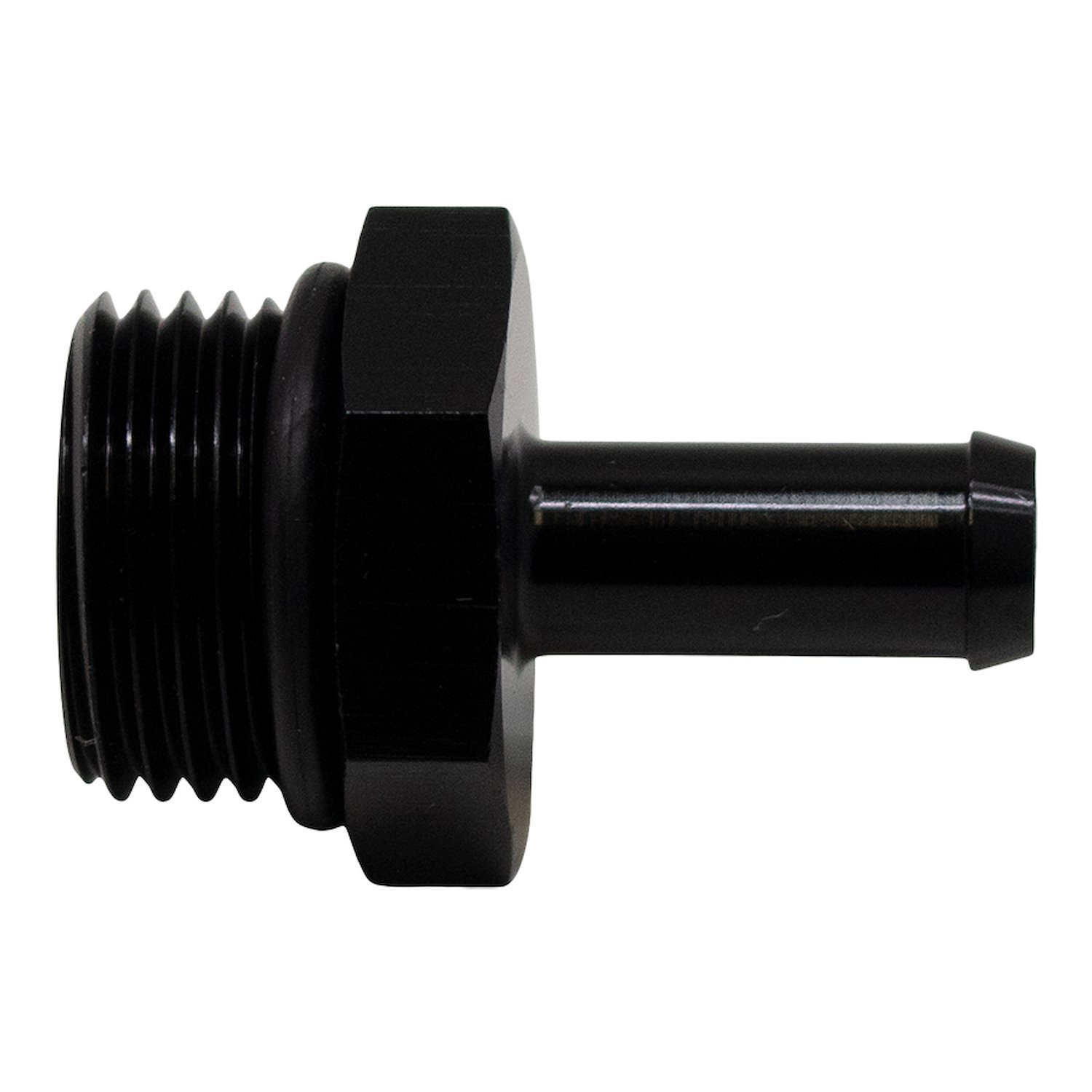 6020510B 8AN ORB Male to 5/16 Inch Male Barb Fitting (Incl O-Ring) Anodized Matte Black