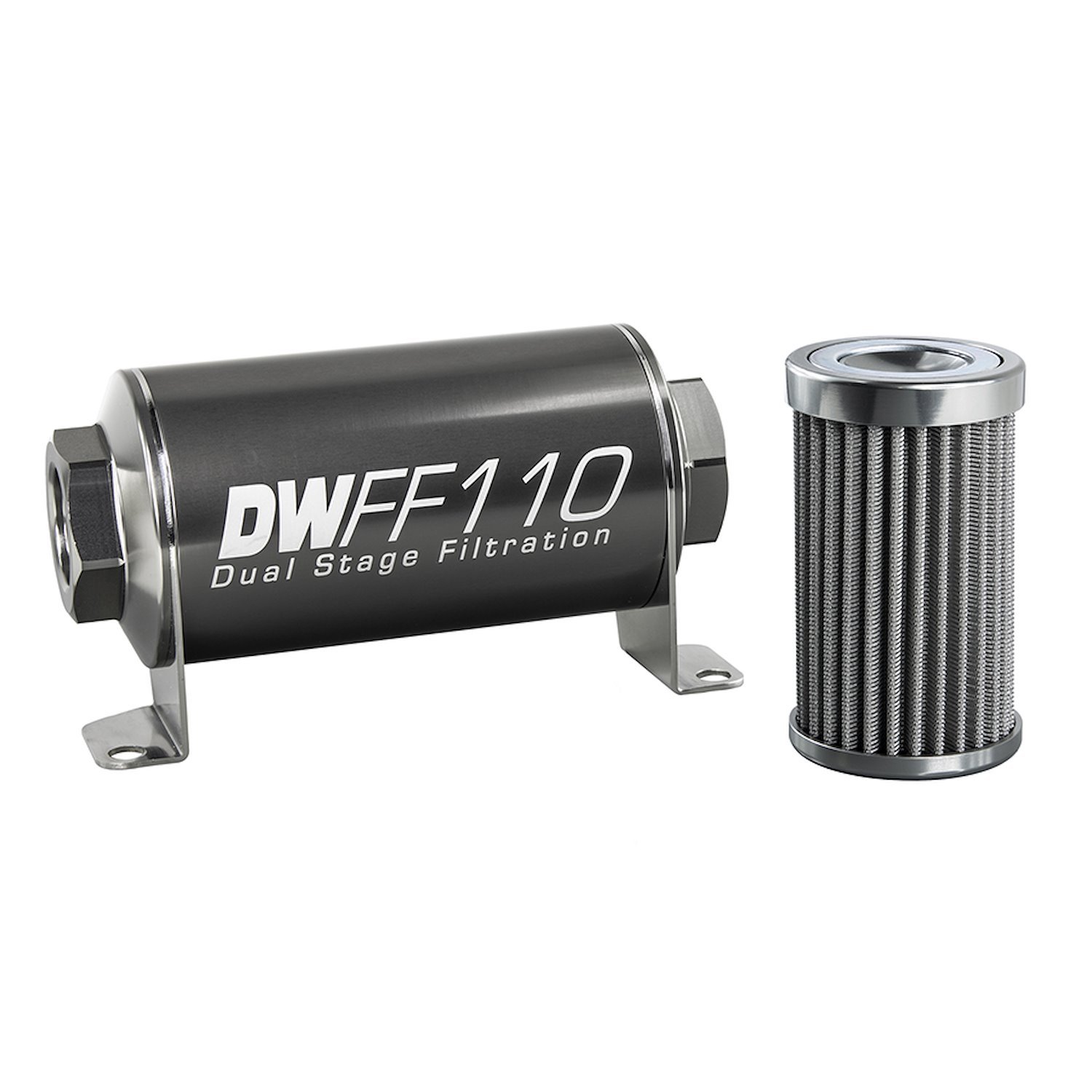 803110100K In-line fuel filter element and housing kit stainless steel 100 micron -10AN 110mm. Universal